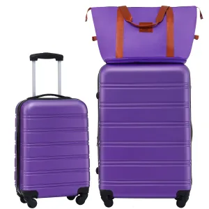 2 Pcs Hardshell Luggage Sets 20" & 28" Lightweight Carry On Spinner Suitcase with TSA Lock   Weekender Bag