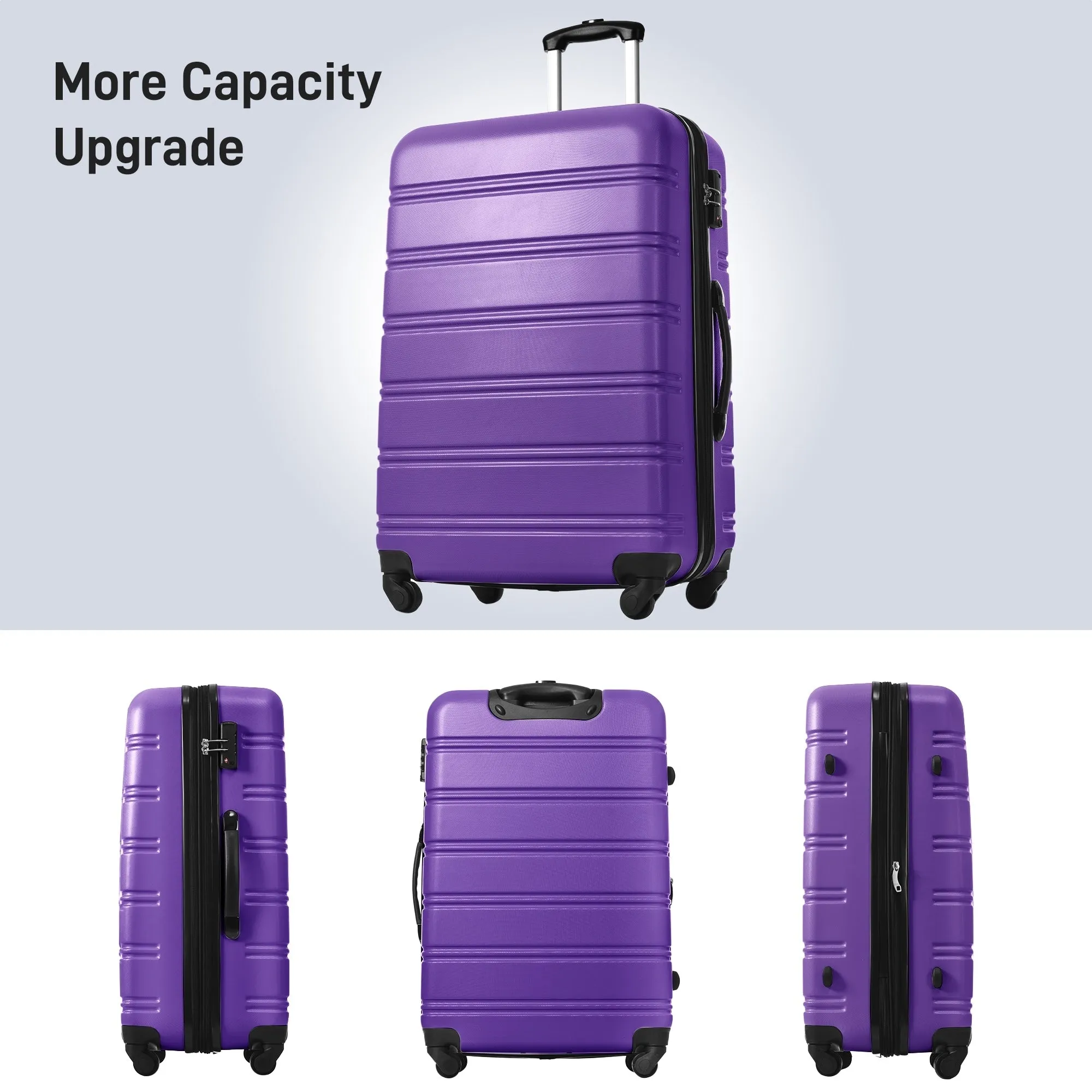 2 Pcs Hardshell Luggage Sets 20" & 28" Lightweight Carry On Spinner Suitcase with TSA Lock   Weekender Bag