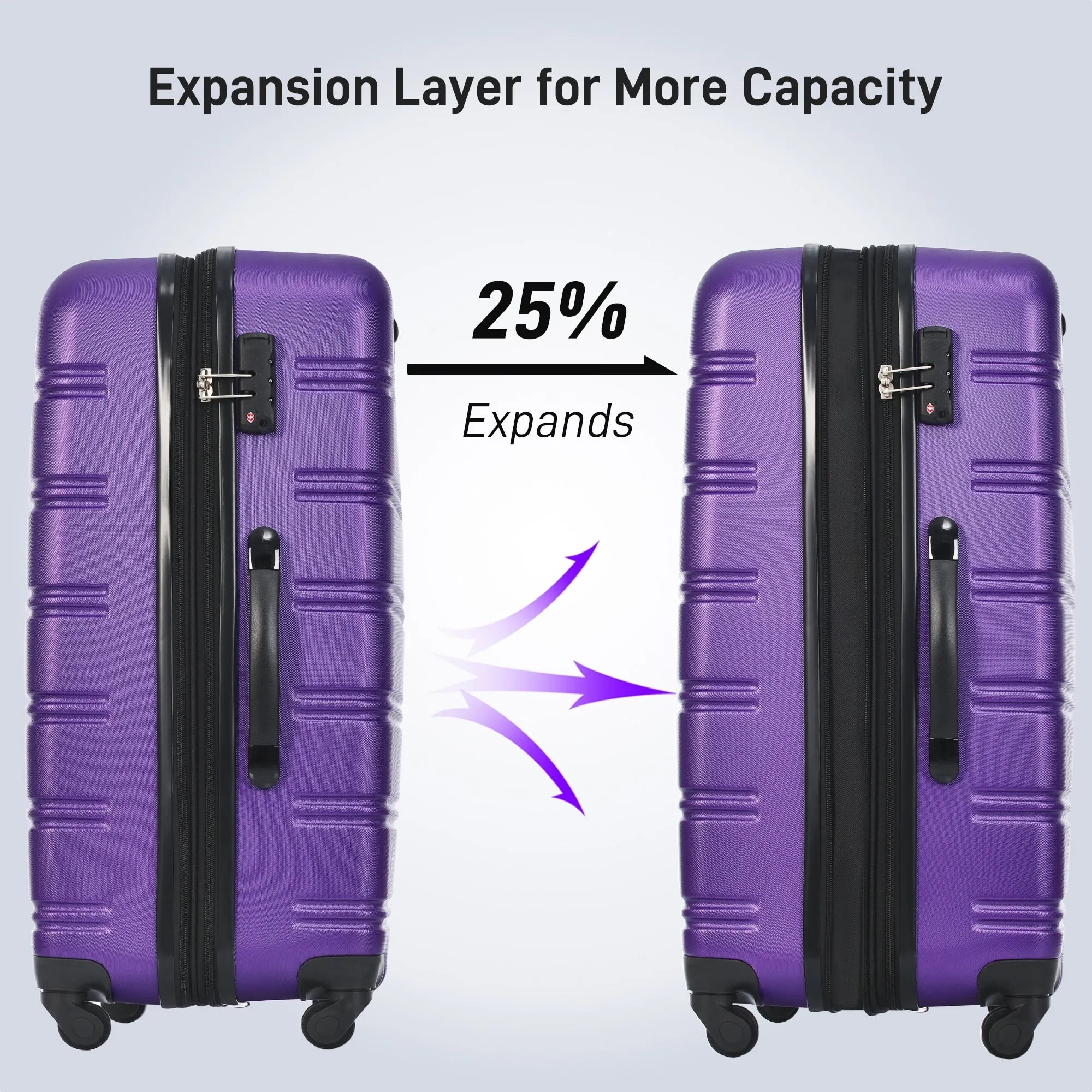 2 Pcs Hardshell Luggage Sets 20" & 28" Lightweight Carry On Spinner Suitcase with TSA Lock   Weekender Bag