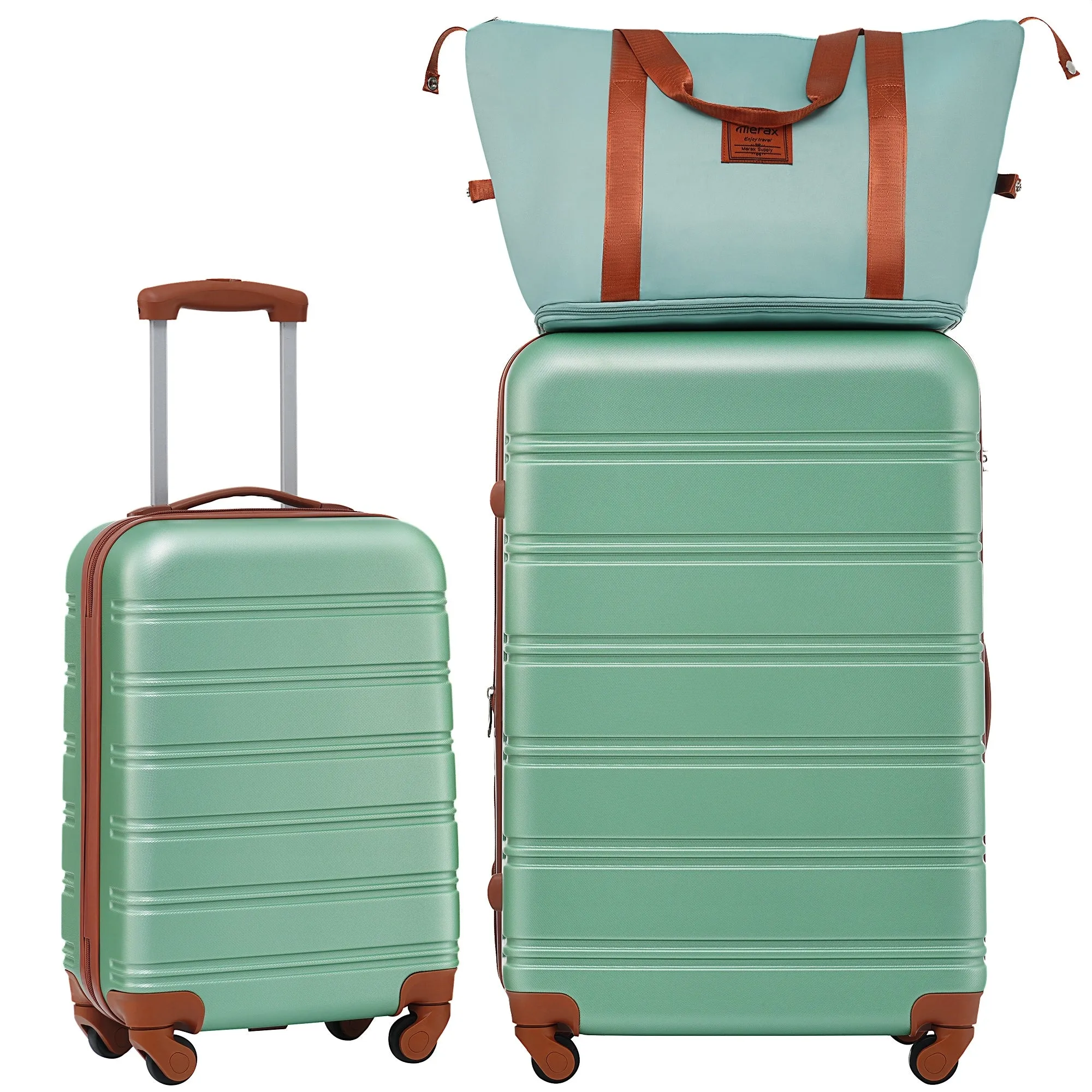 2 Pcs Hardshell Luggage Sets 20" & 28" Lightweight Carry On Spinner Suitcase with TSA Lock   Weekender Bag