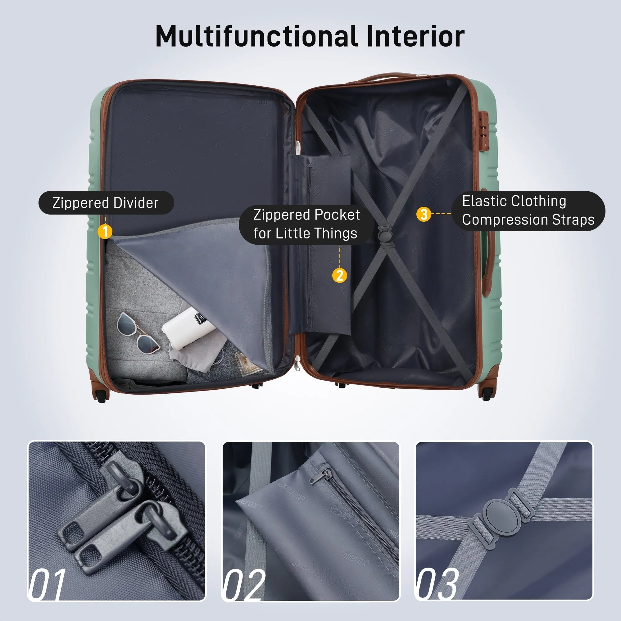 2 Pcs Hardshell Luggage Sets 24" Lightweight Carry On Spinner Suitcase with TSA Lock   Weekender Bag