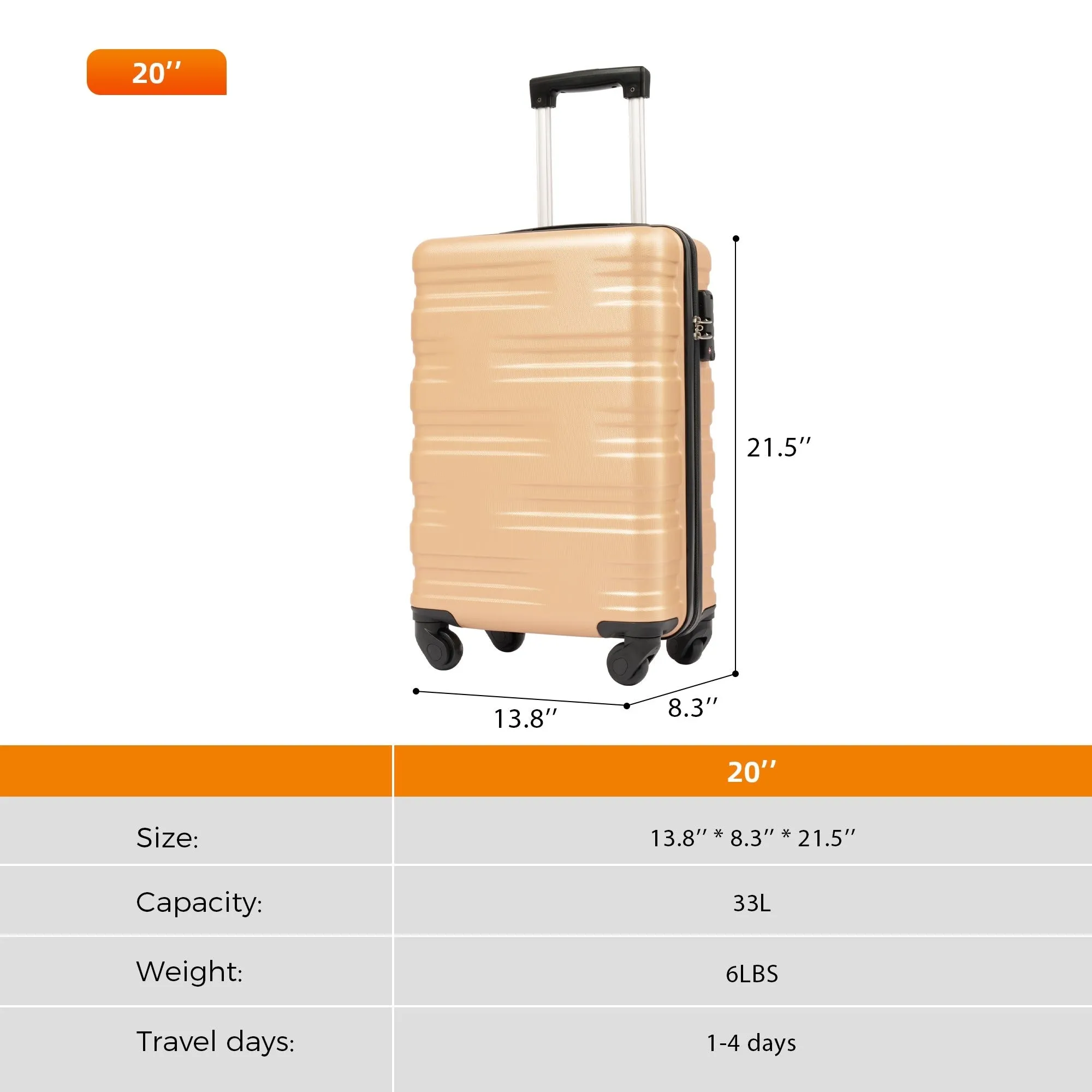 20" Luggage Sets Suitcase/Trunk /Check-in Luggage /Carry-on Luggage