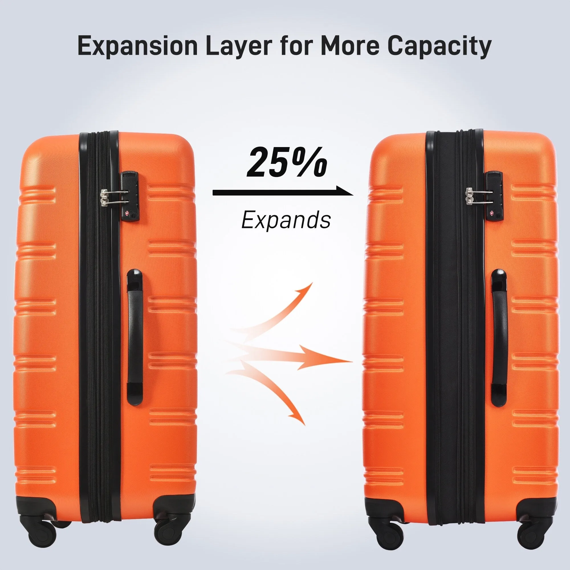 20"/24"/28" Expandable Luggage Set with TSA Lock and Spinner Wheels, Hardside 3 Piece Suitcase with Zippered Compartment