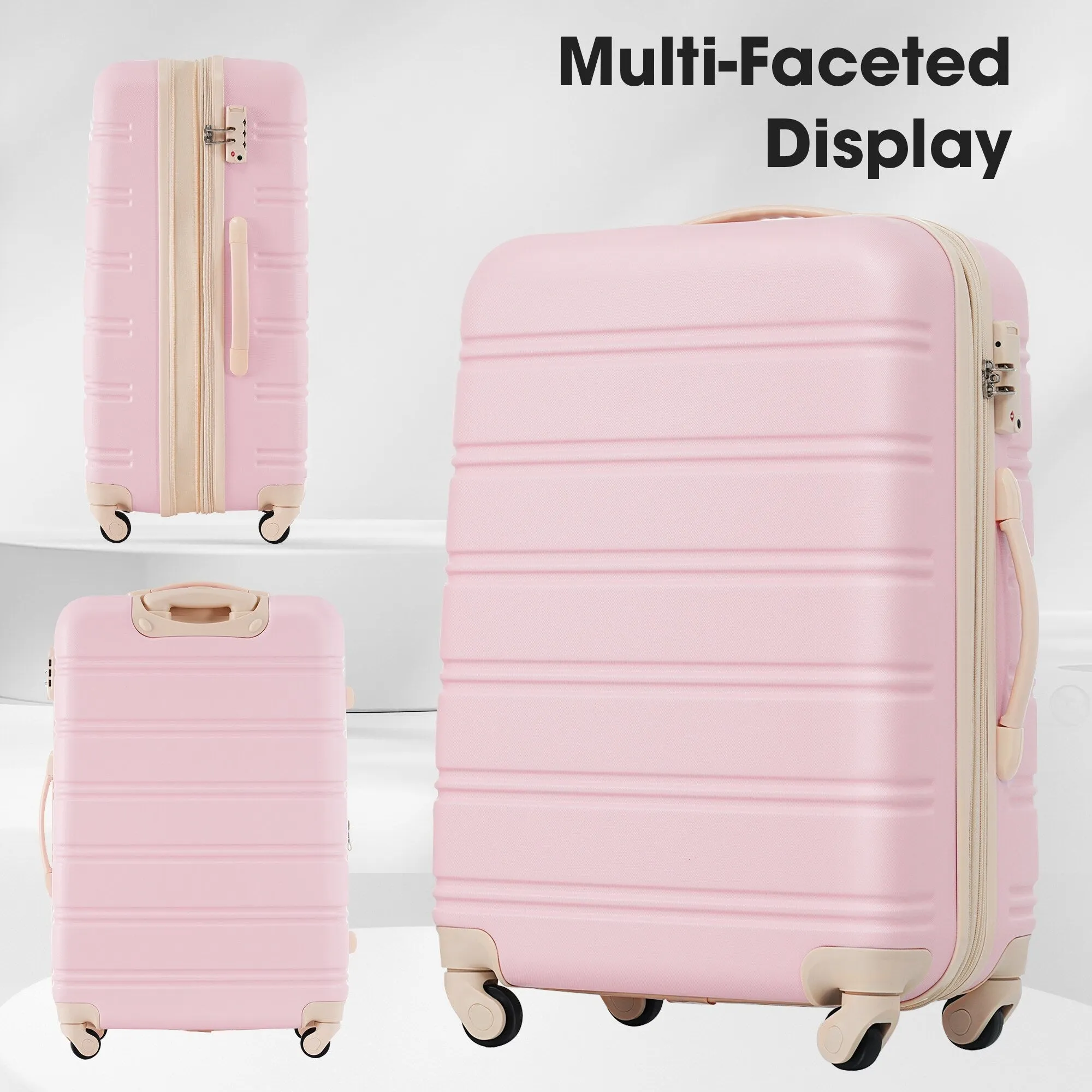 20"/24"/28" Expandable Luggage Set with TSA Lock and Spinner Wheels, Hardside 3 Piece Suitcase with Zippered Compartment