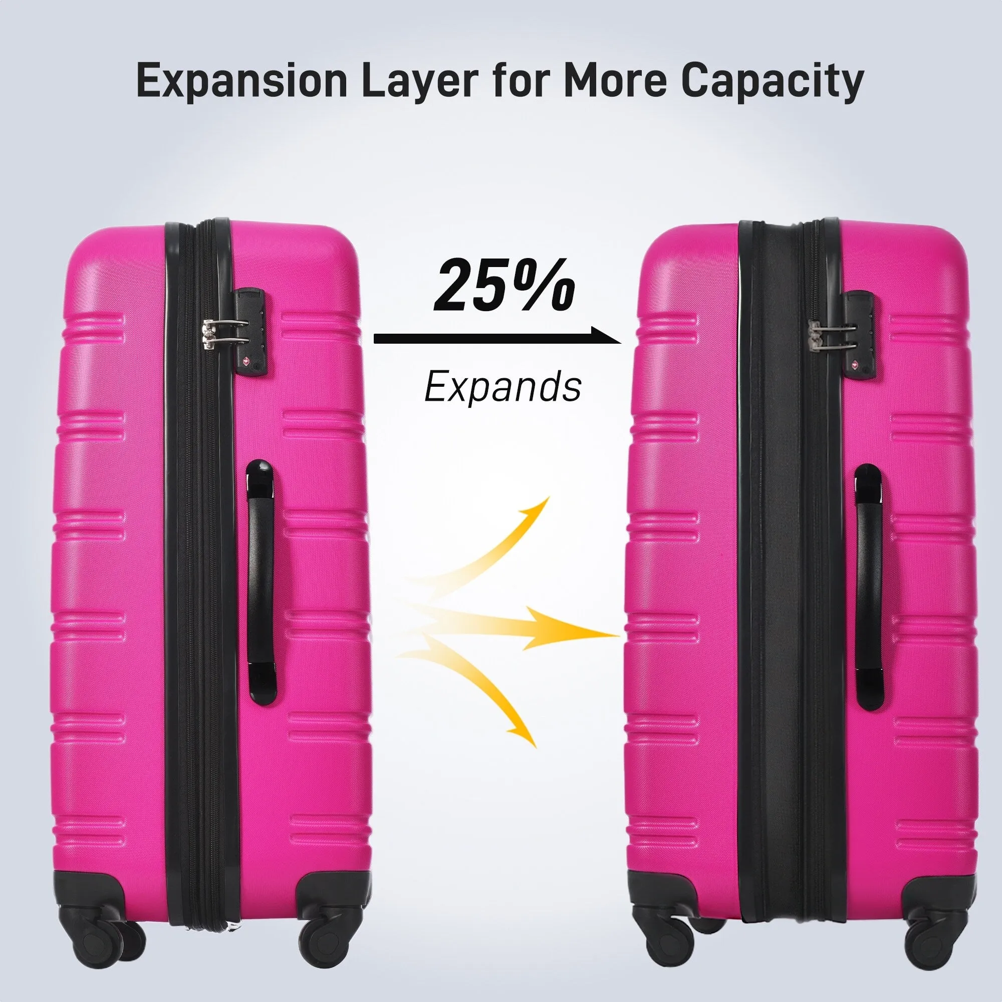20"/24"/28" Expandable Luggage Set with TSA Lock and Spinner Wheels, Hardside 3 Piece Suitcase with Zippered Compartment