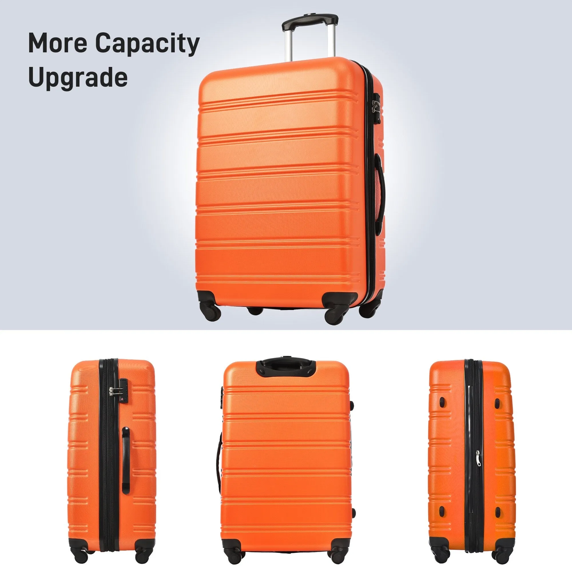 20"/24"/28" Expandable Luggage Set with TSA Lock and Spinner Wheels, Hardside 3 Piece Suitcase with Zippered Compartment