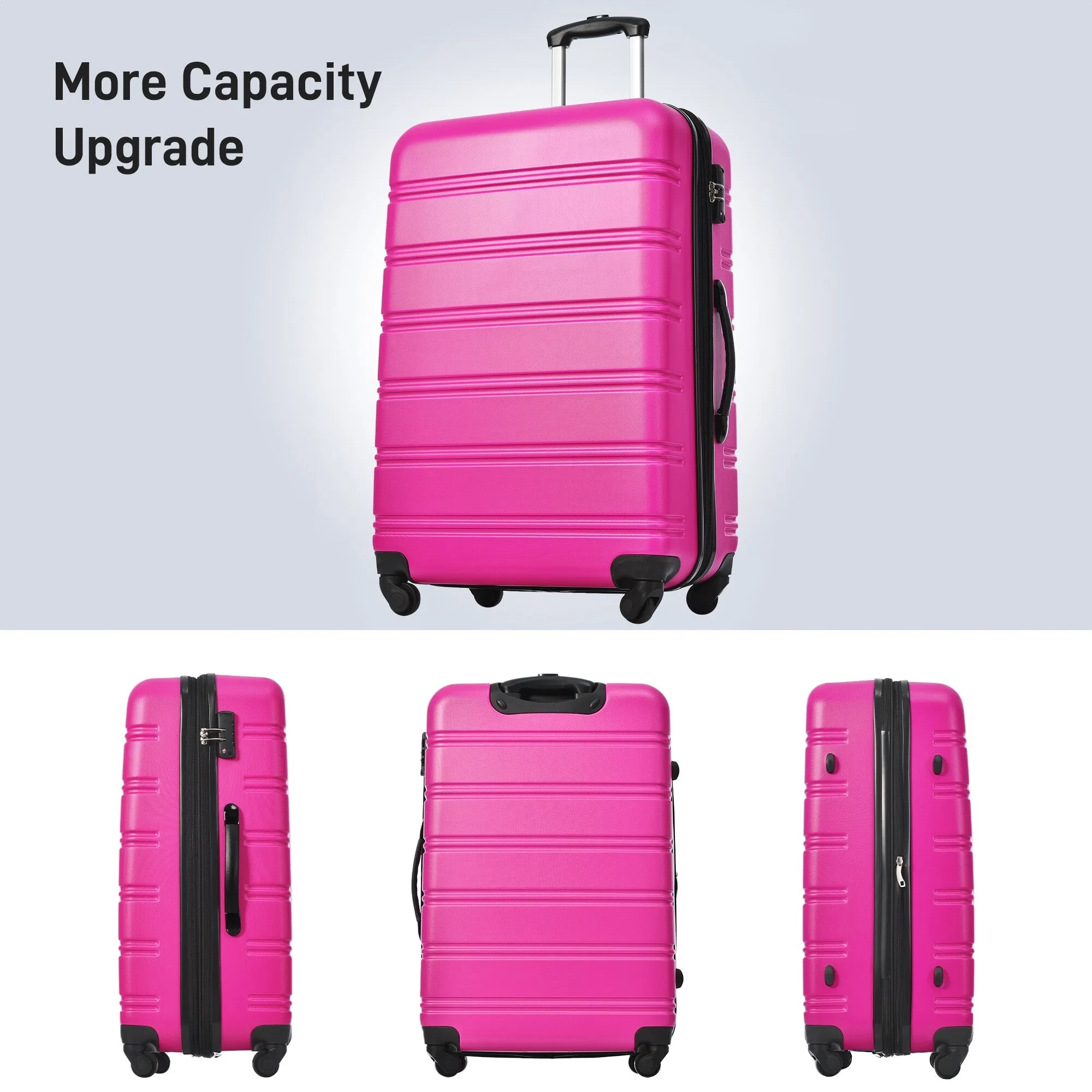 20"/24"/28" Expandable Luggage Set with TSA Lock and Spinner Wheels, Hardside 3 Piece Suitcase with Zippered Compartment