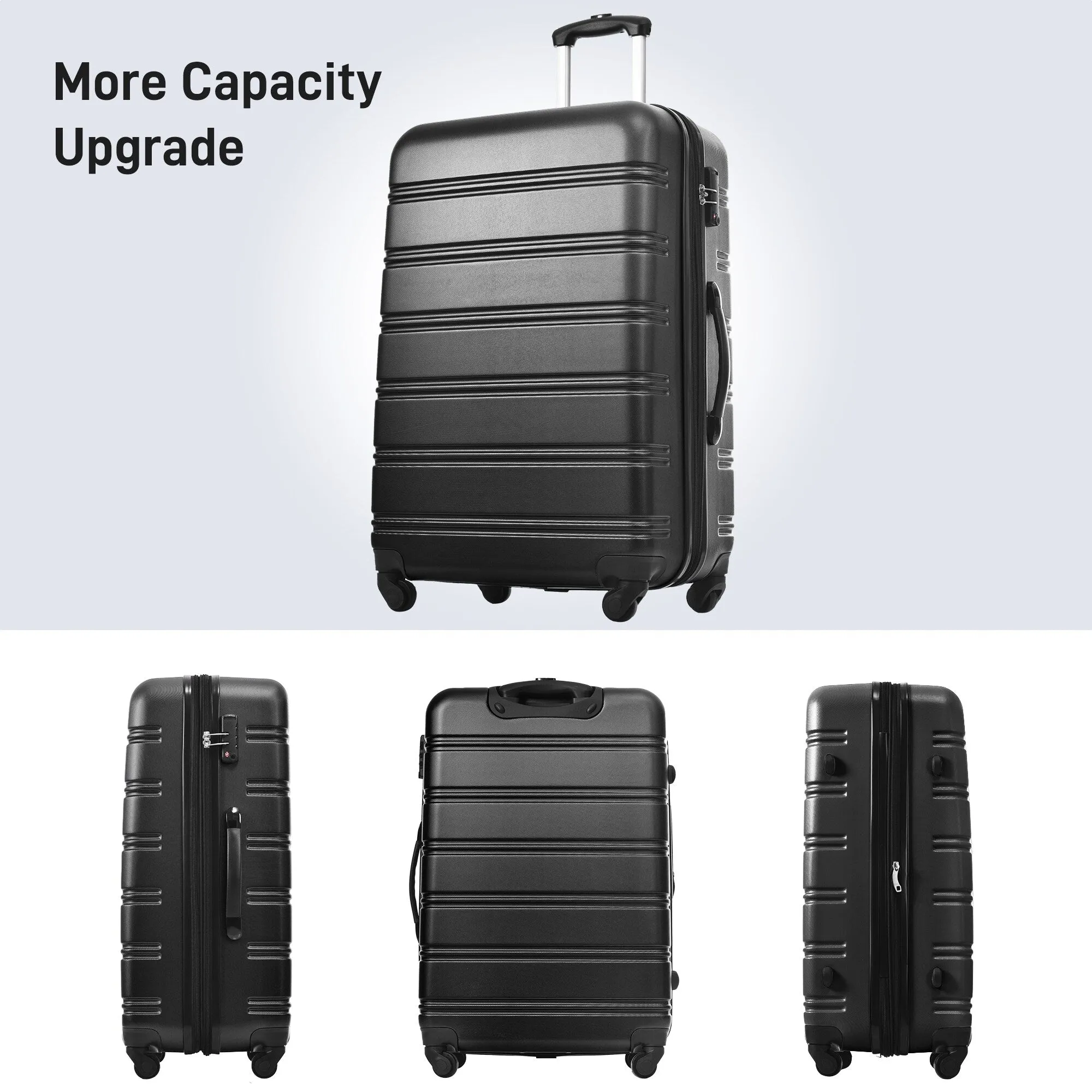 20"/24"/28" Expandable Luggage Set with TSA Lock and Spinner Wheels, Hardside 3 Piece Suitcase with Zippered Compartment
