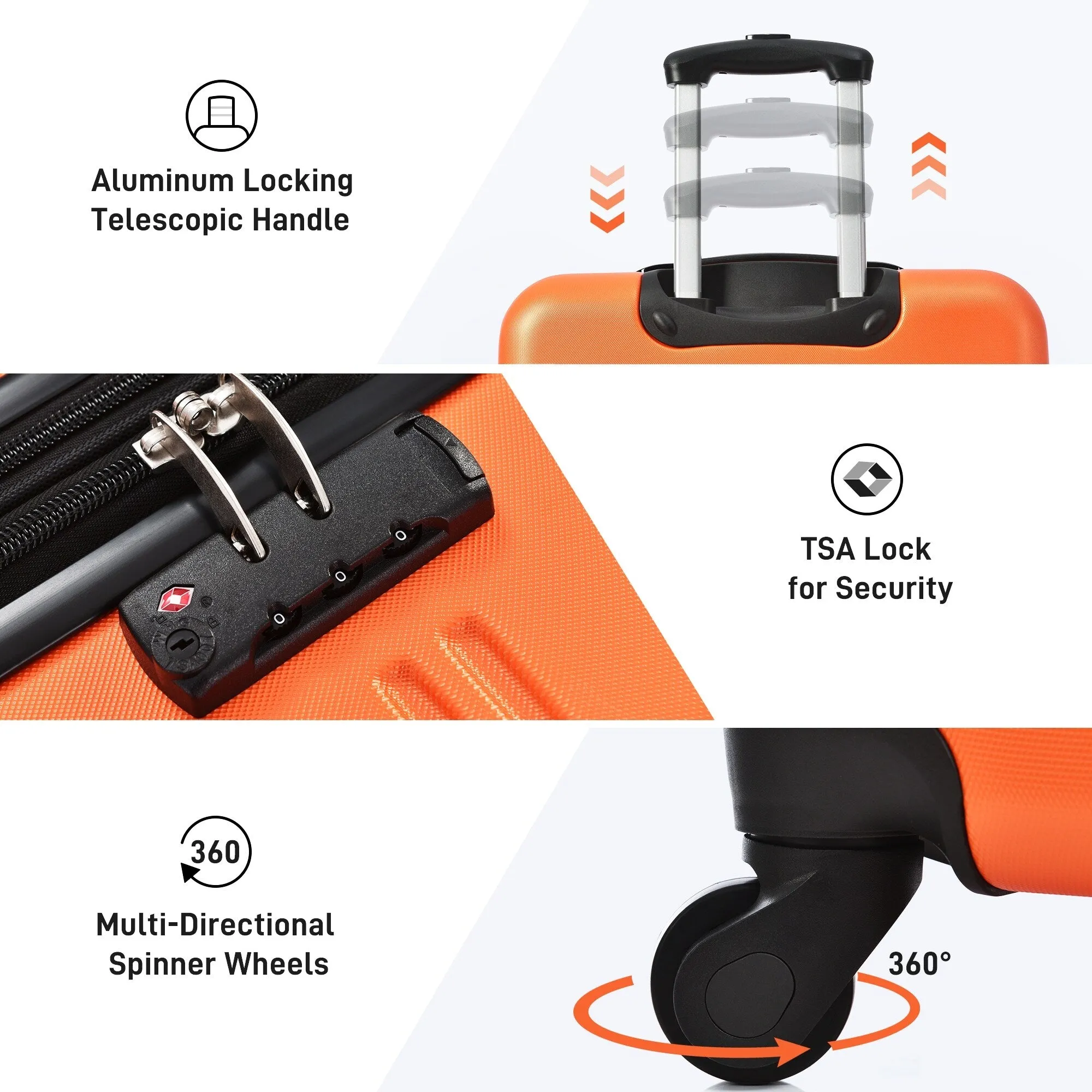 20"/24"/28" Expandable Luggage Set with TSA Lock and Spinner Wheels, Hardside 3 Piece Suitcase with Zippered Compartment