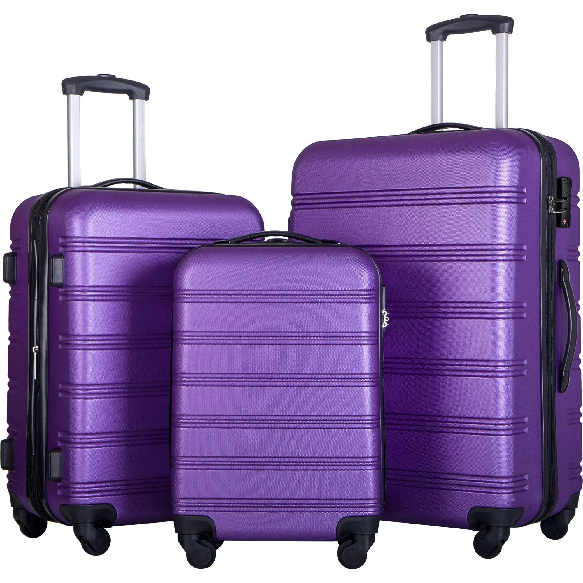 20"/24"/28" Expandable Luggage Set with TSA Lock and Spinner Wheels, Hardside 3 Piece Suitcase with Zippered Compartment