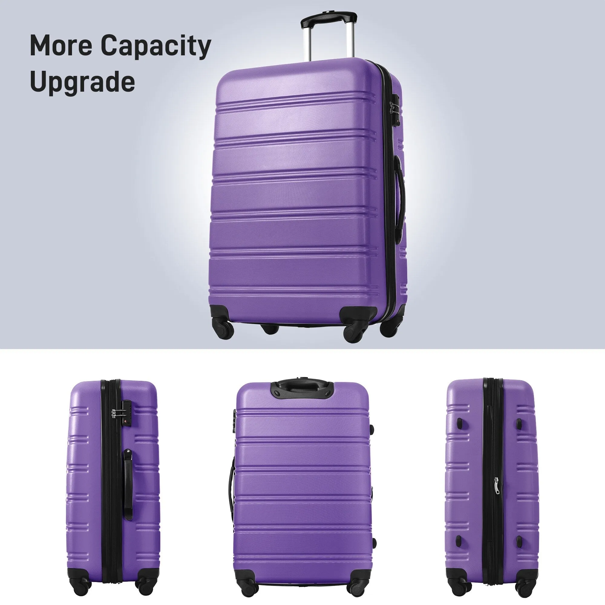 20"/24"/28" Expandable Luggage Set with TSA Lock and Spinner Wheels, Hardside 3 Piece Suitcase with Zippered Compartment