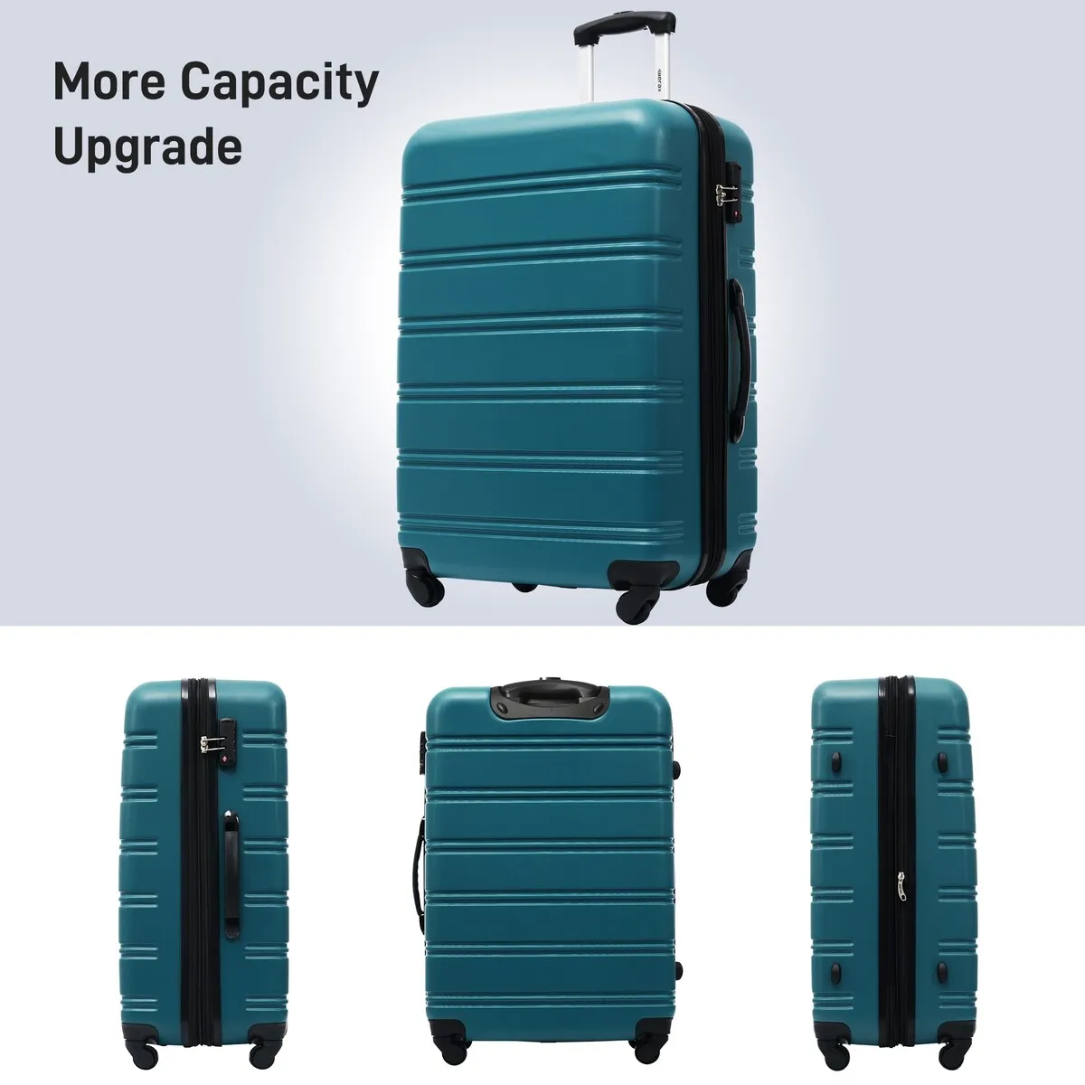 3 Pcs Hardshell Luggage Sets Suitcase with Spinner and TSA Lock(20"24"28"), Blue Green