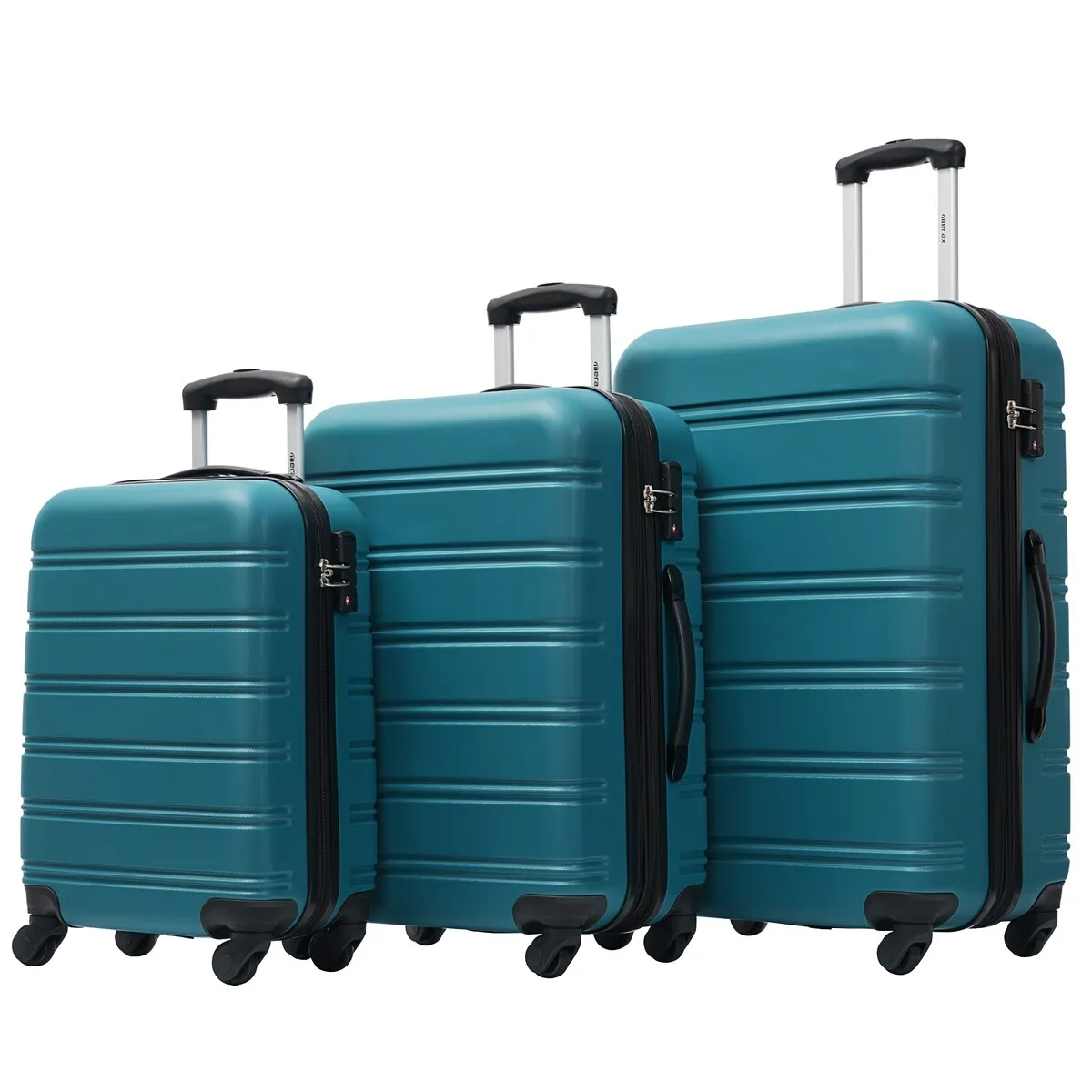 3 Pcs Hardshell Luggage Sets Suitcase with Spinner and TSA Lock(20"24"28"), Blue Green