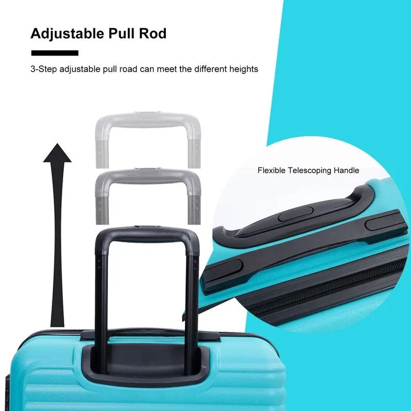 3 Piece ABS Lightweight Suitcase Luggage Sets with Two Hooks,TSA Lock