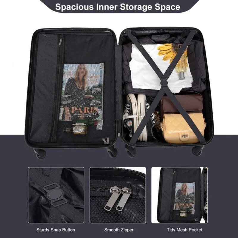 3 Piece ABS Lightweight Suitcase Luggage Sets with Two Hooks,TSA Lock