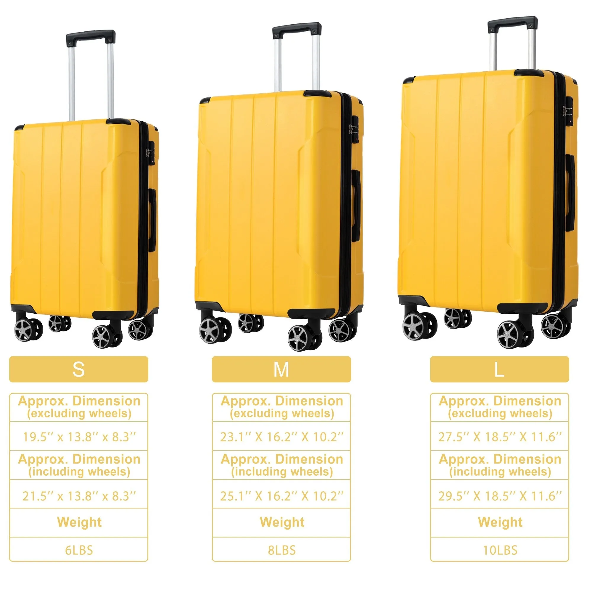 3 Piece Expandable Luggage Sets with 2 Spinner and TSA Lock (20/24/28)
