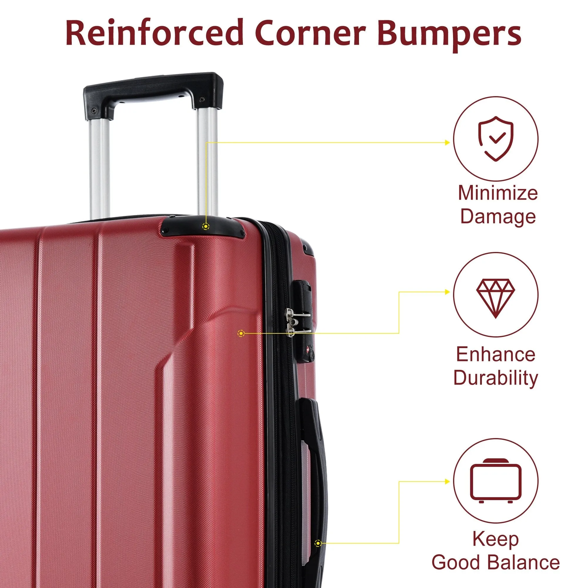 3 Piece Expandable Luggage Sets with 2 Spinner and TSA Lock (20/24/28)