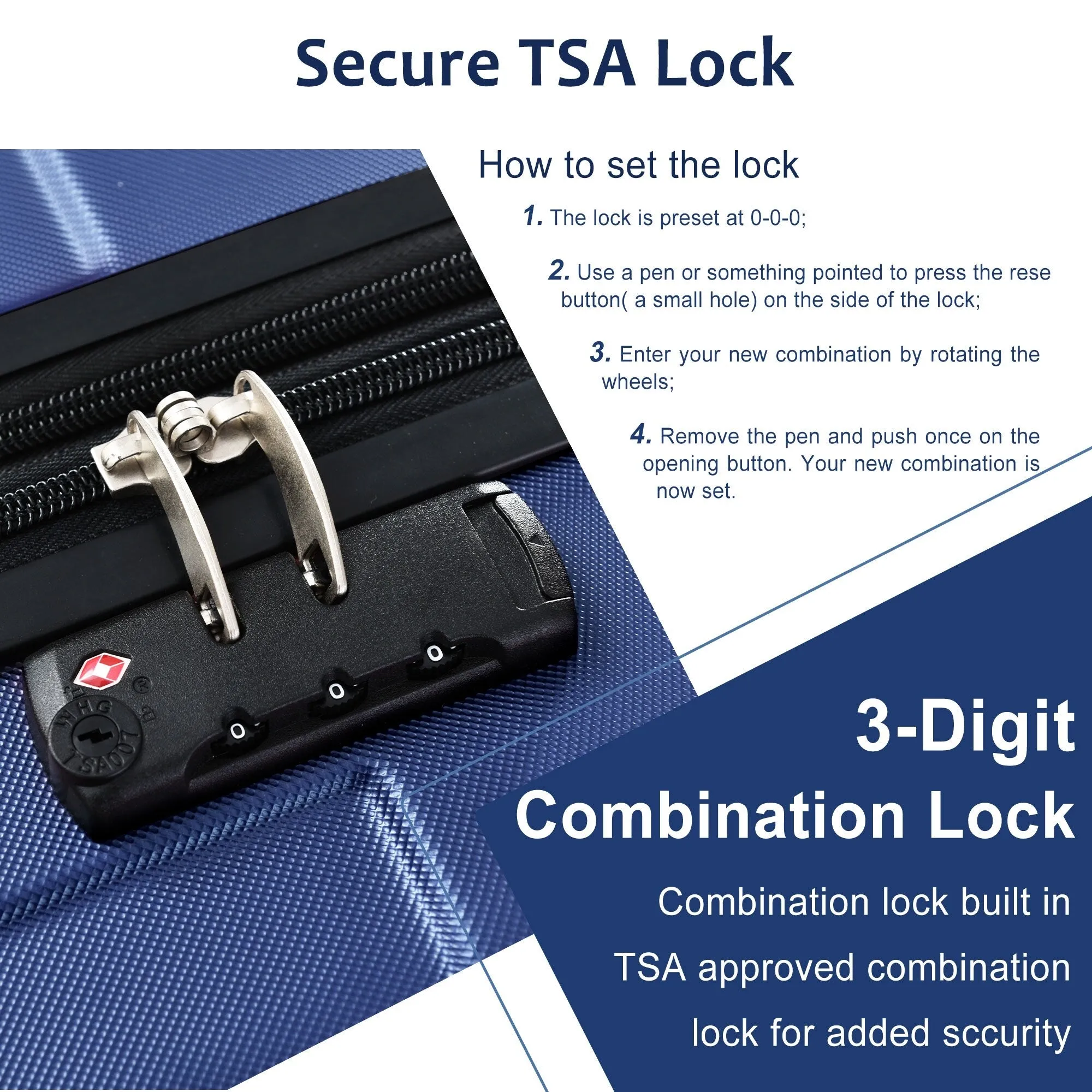 3 Piece Expandable Luggage Sets with 2 Spinner and TSA Lock (20/24/28)