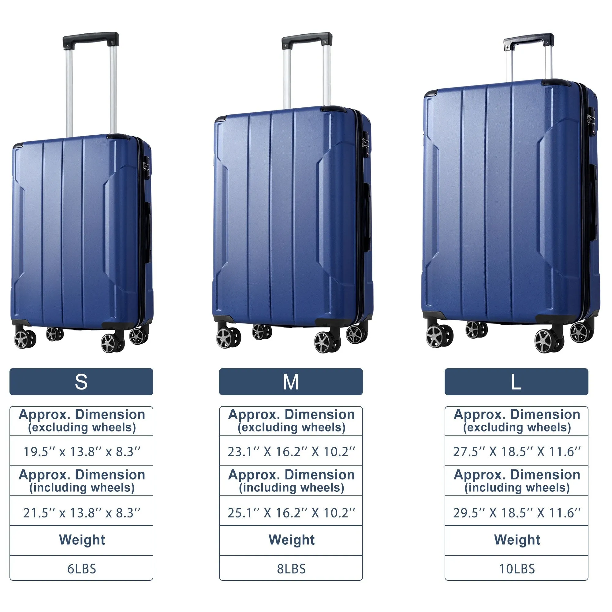 3 Piece Expandable Luggage Sets with 2 Spinner and TSA Lock (20/24/28)