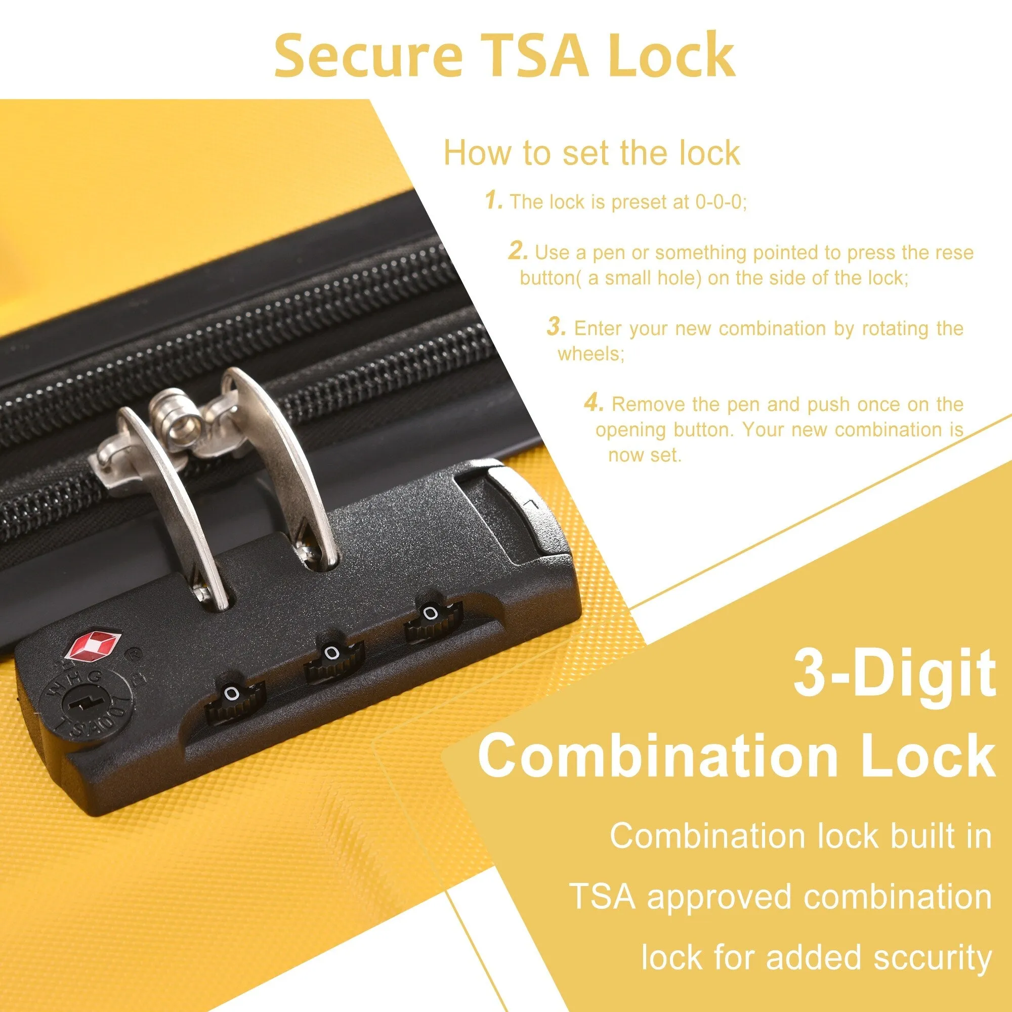 3 Piece Expandable Luggage Sets with 2 Spinner and TSA Lock (20/24/28)