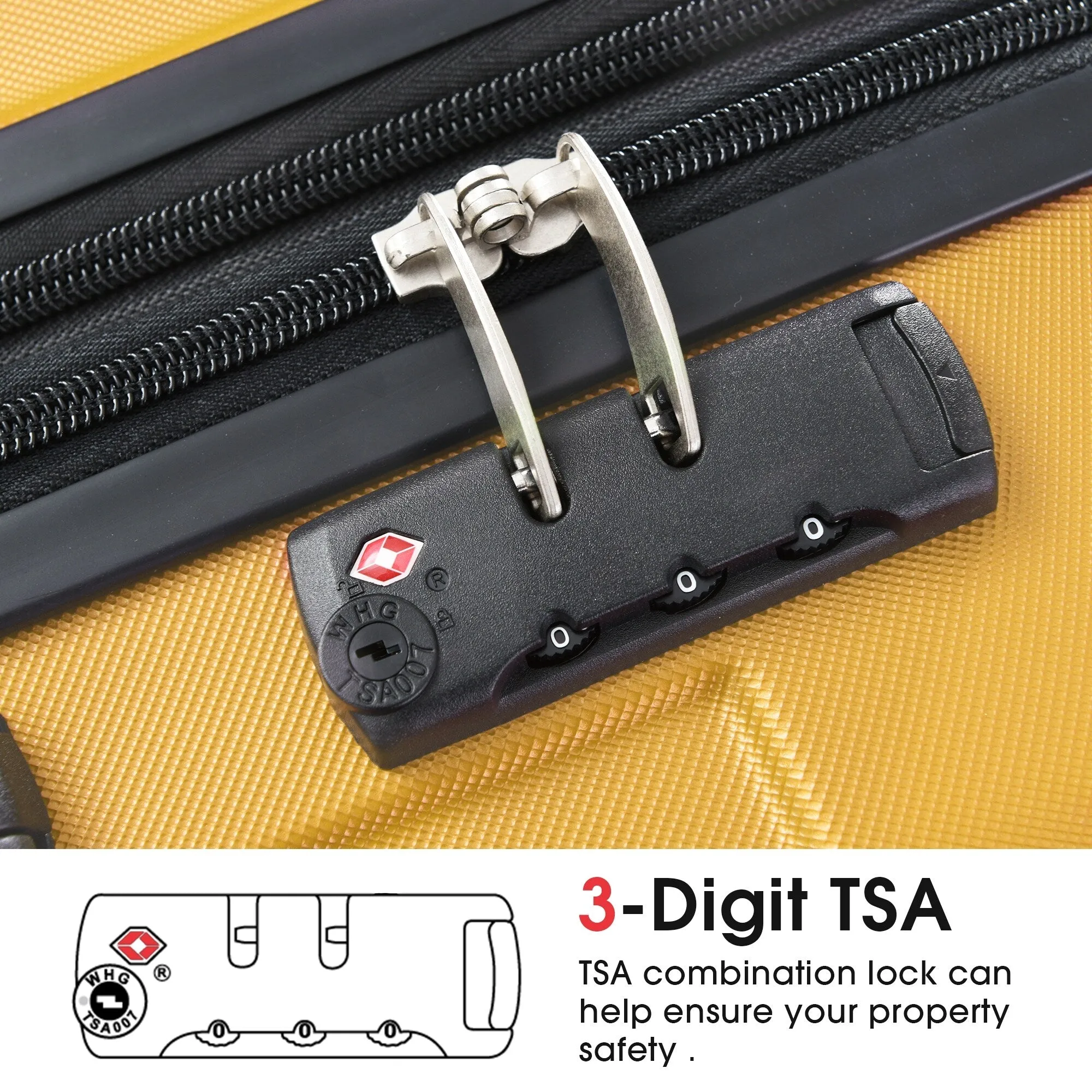 3 Piece Expandable Luggage Sets with 2 Spinner and TSA Lock (20/24/28)