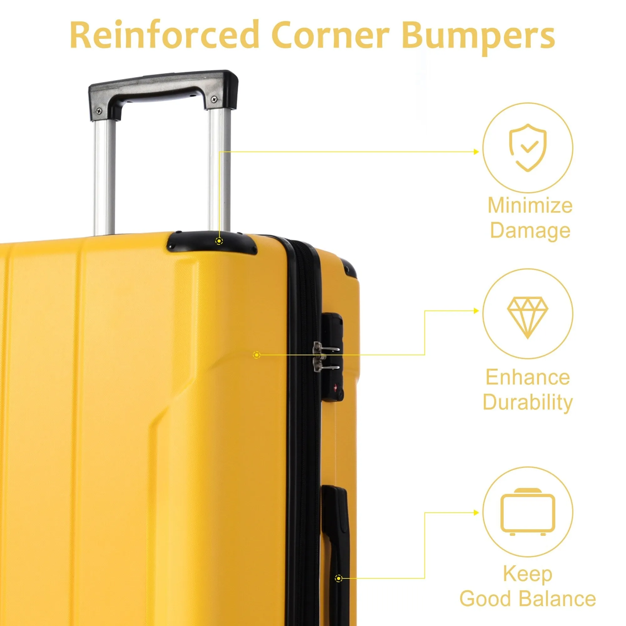 3 Piece Expandable Luggage Sets with 2 Spinner and TSA Lock (20/24/28)
