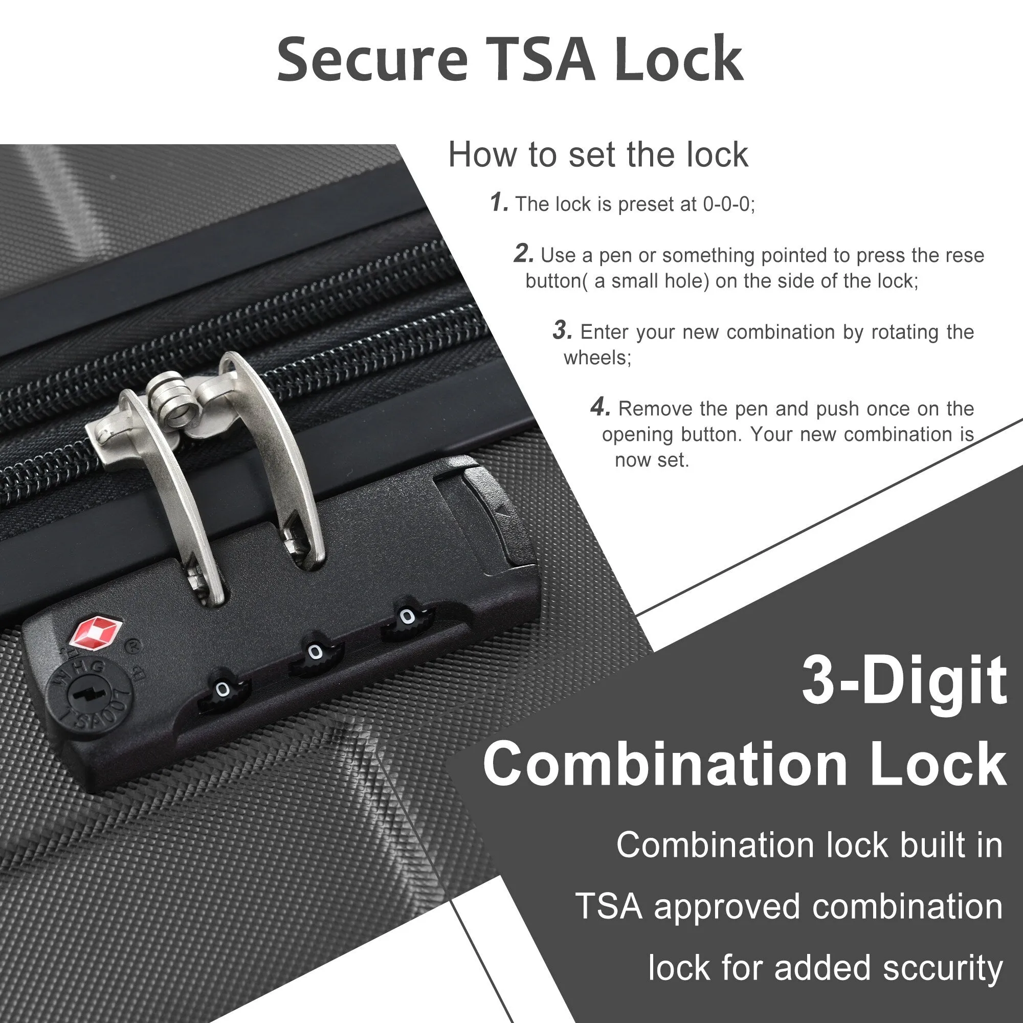 3 Piece Expandable Luggage Sets with 2 Spinner and TSA Lock (20/24/28)