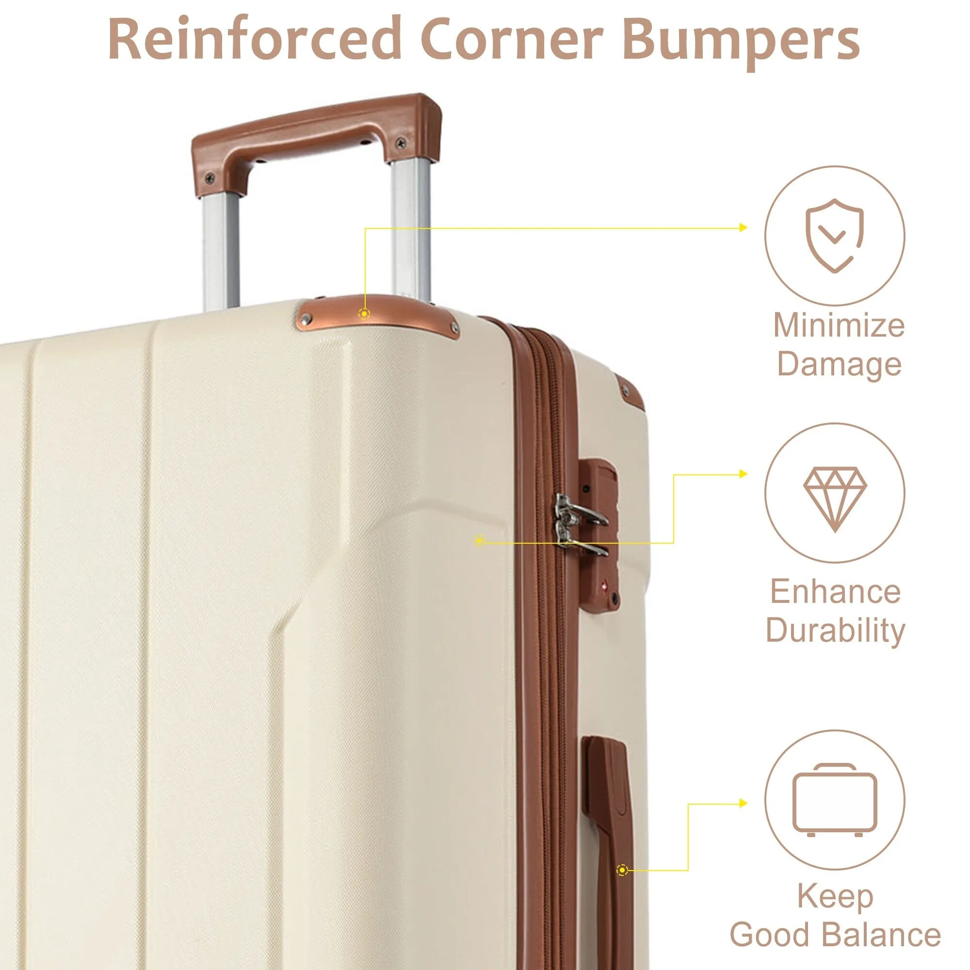 3 Piece Expandable Luggage Sets with 2 Spinner and TSA Lock (20/24/28)