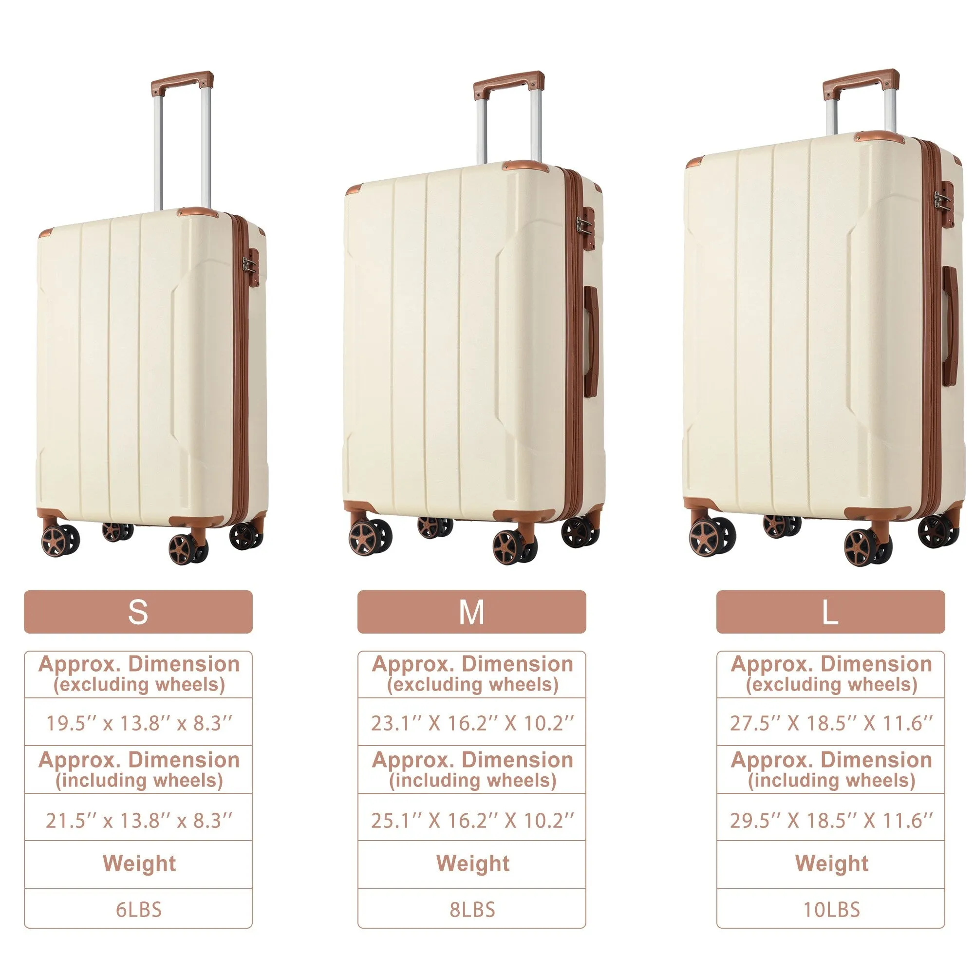 3 Piece Expandable Luggage Sets with 2 Spinner and TSA Lock (20/24/28)