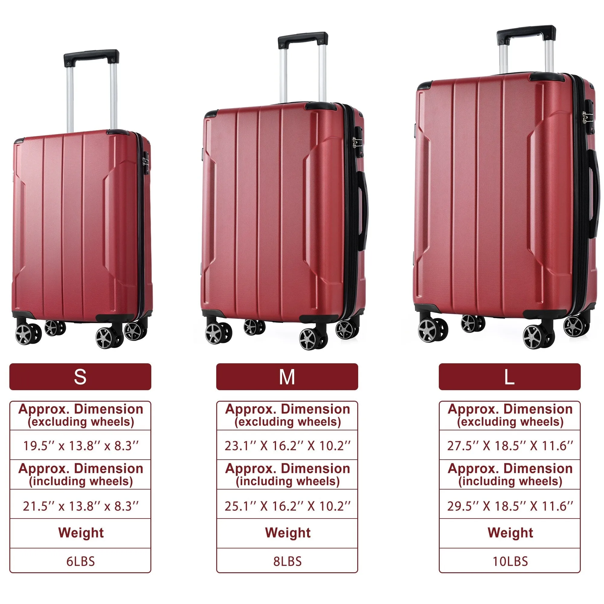 3 Piece Expandable Luggage Sets with 2 Spinner and TSA Lock (20/24/28)