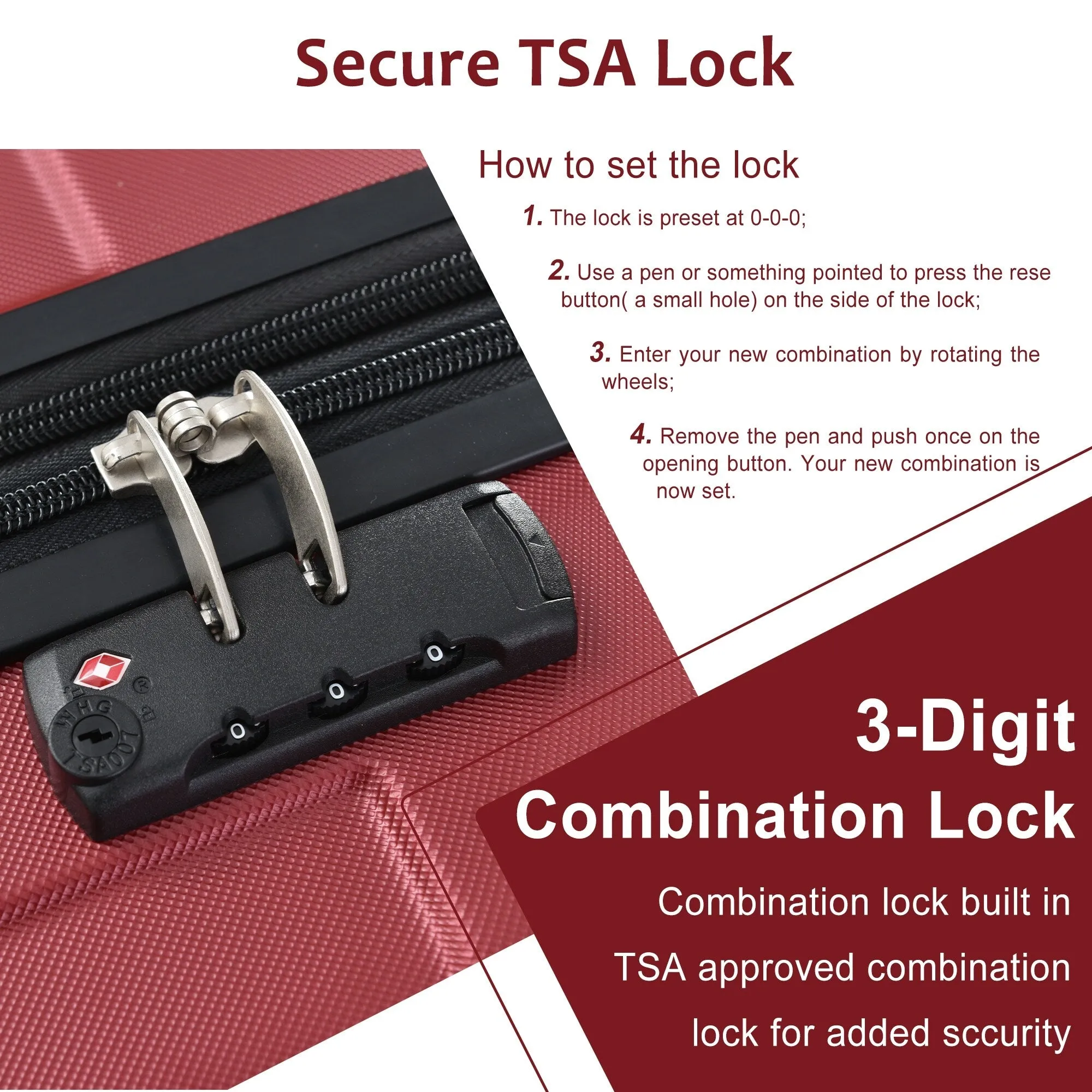3 Piece Expandable Luggage Sets with 2 Spinner and TSA Lock (20/24/28)