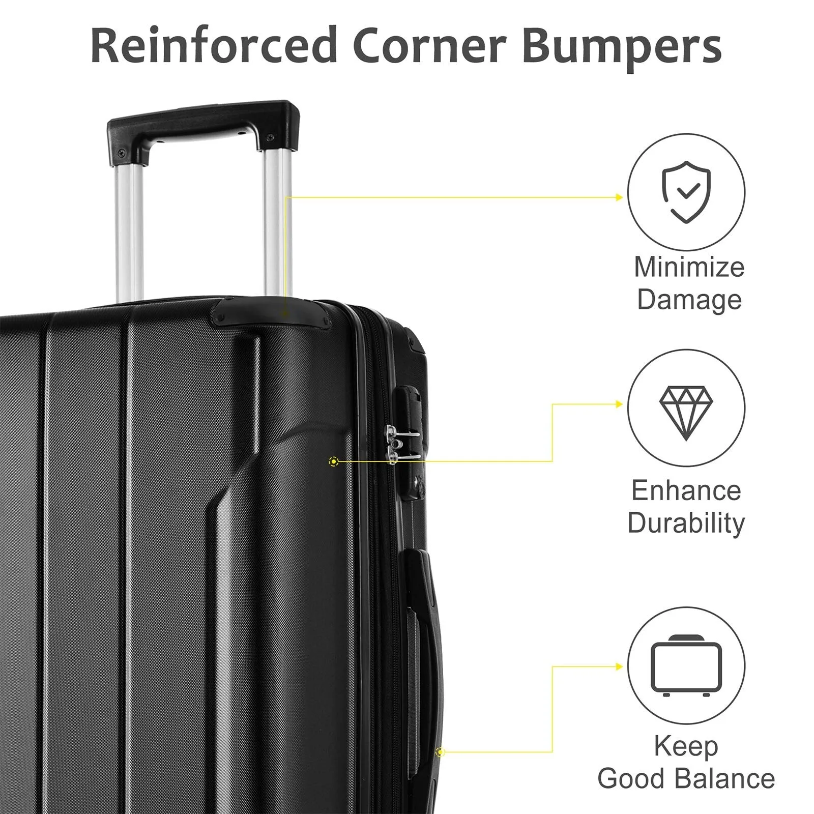 3 Piece Expandable Luggage Sets with 2 Spinner and TSA Lock (20/24/28)