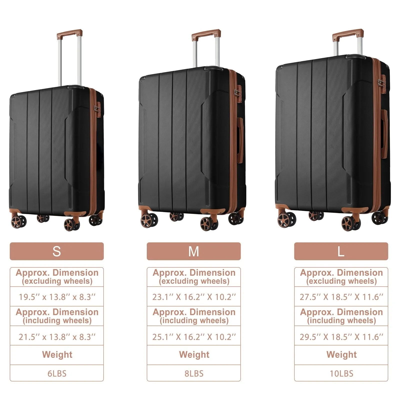 3 Piece Expandable Luggage Sets with 2 Spinner and TSA Lock (20/24/28)