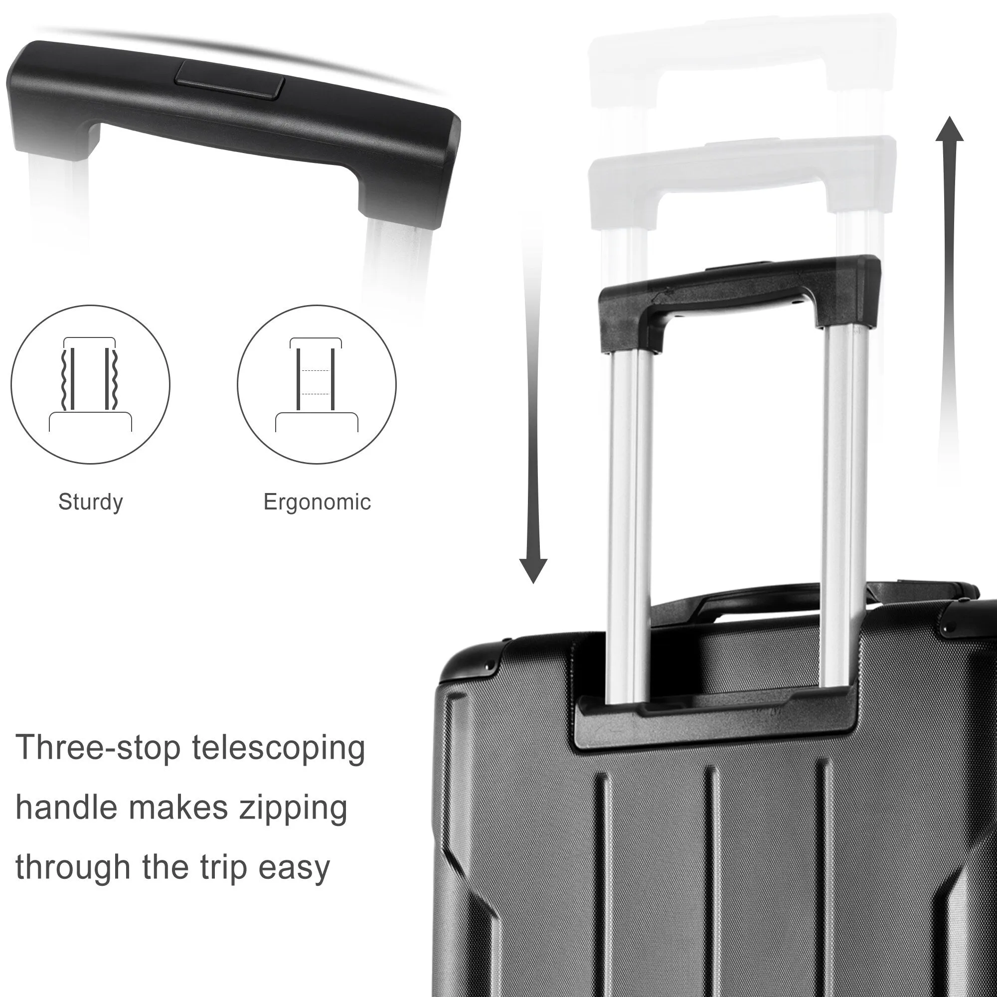 3 Piece Expandable Luggage Sets with 2 Spinner and TSA Lock (20/24/28)