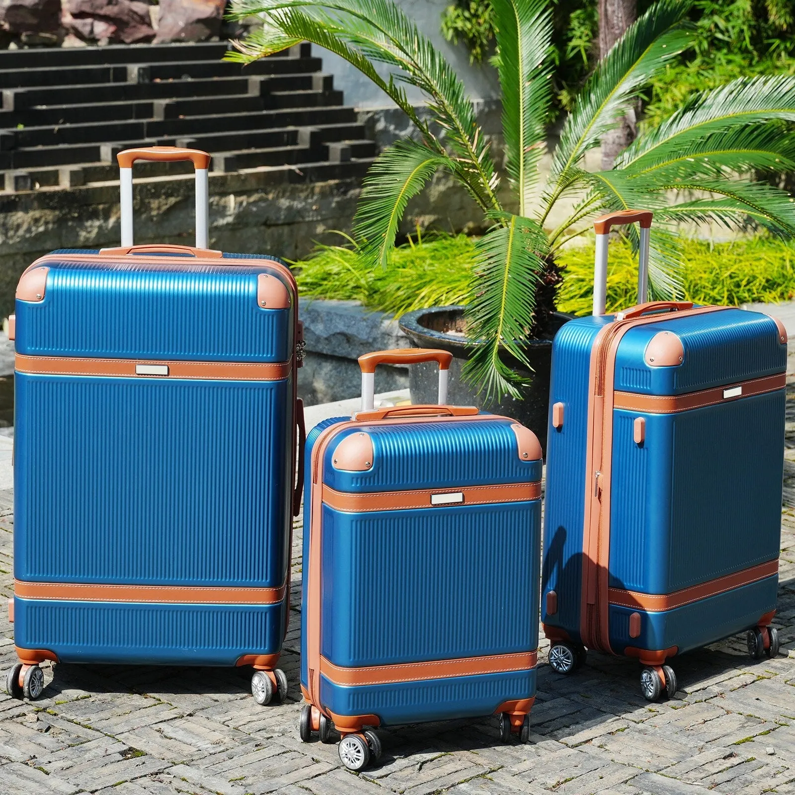3 Piece Expansion Luggage Sets with Spinner Wheels and TSA Lock, Hardshell Suitcase with Telescopic Handle (20''24''28'')