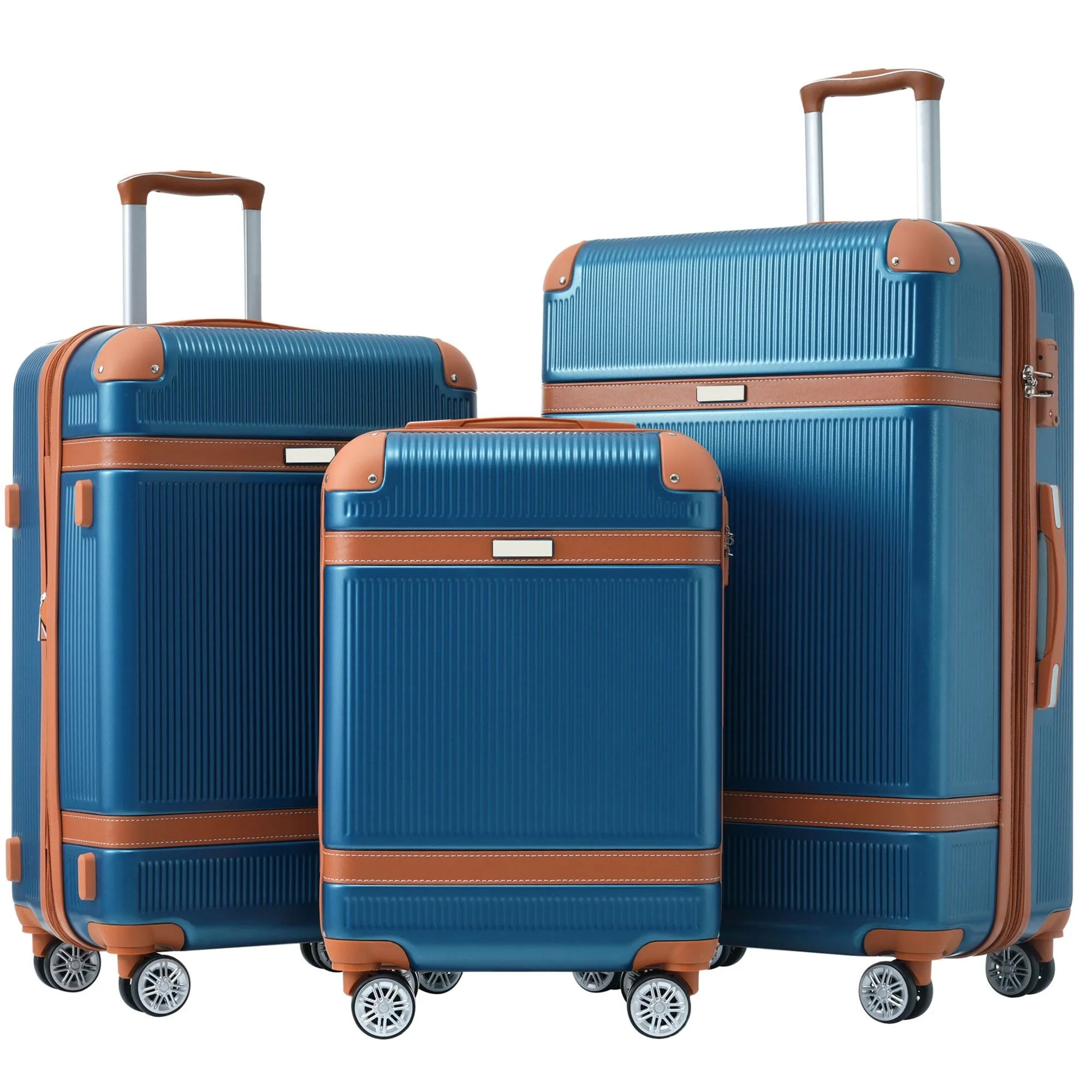 3 Piece Expansion Luggage Sets with Spinner Wheels and TSA Lock, Hardshell Suitcase with Telescopic Handle (20''24''28'')