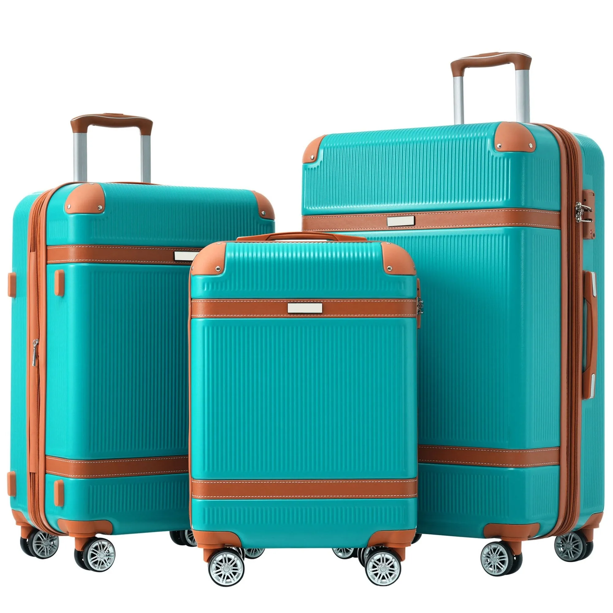 3 Piece Expansion Luggage Sets with Spinner Wheels and TSA Lock, Hardshell Suitcase with Telescopic Handle (20''24''28'')