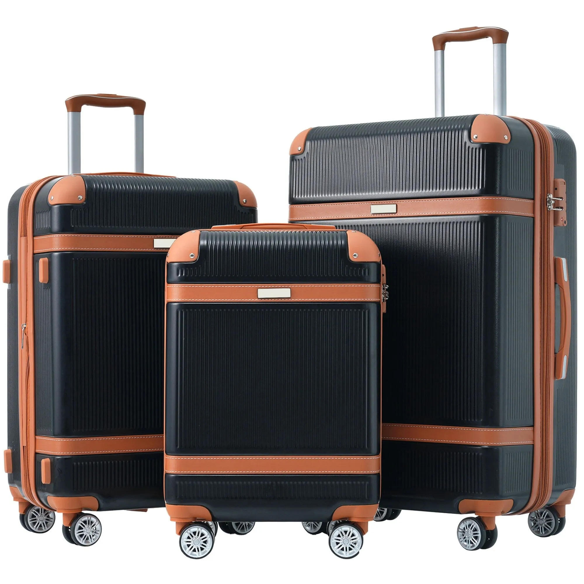 3 Piece Expansion Luggage Sets with Spinner Wheels and TSA Lock, Hardshell Suitcase with Telescopic Handle (20''24''28'')