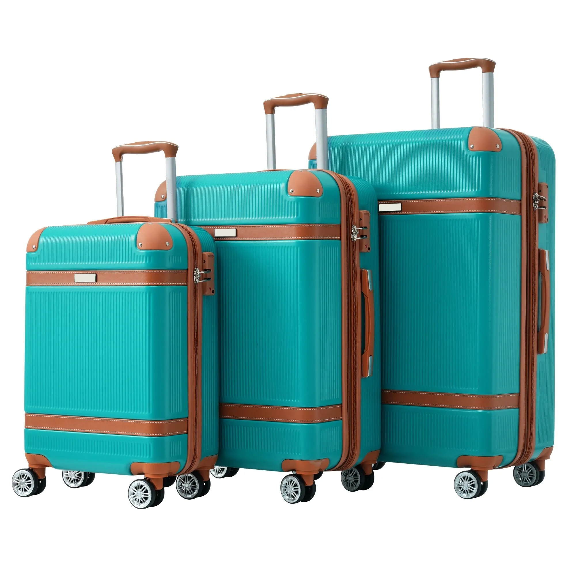 3 Piece Expansion Luggage Sets with Spinner Wheels and TSA Lock, Hardshell Suitcase with Telescopic Handle (20''24''28'')