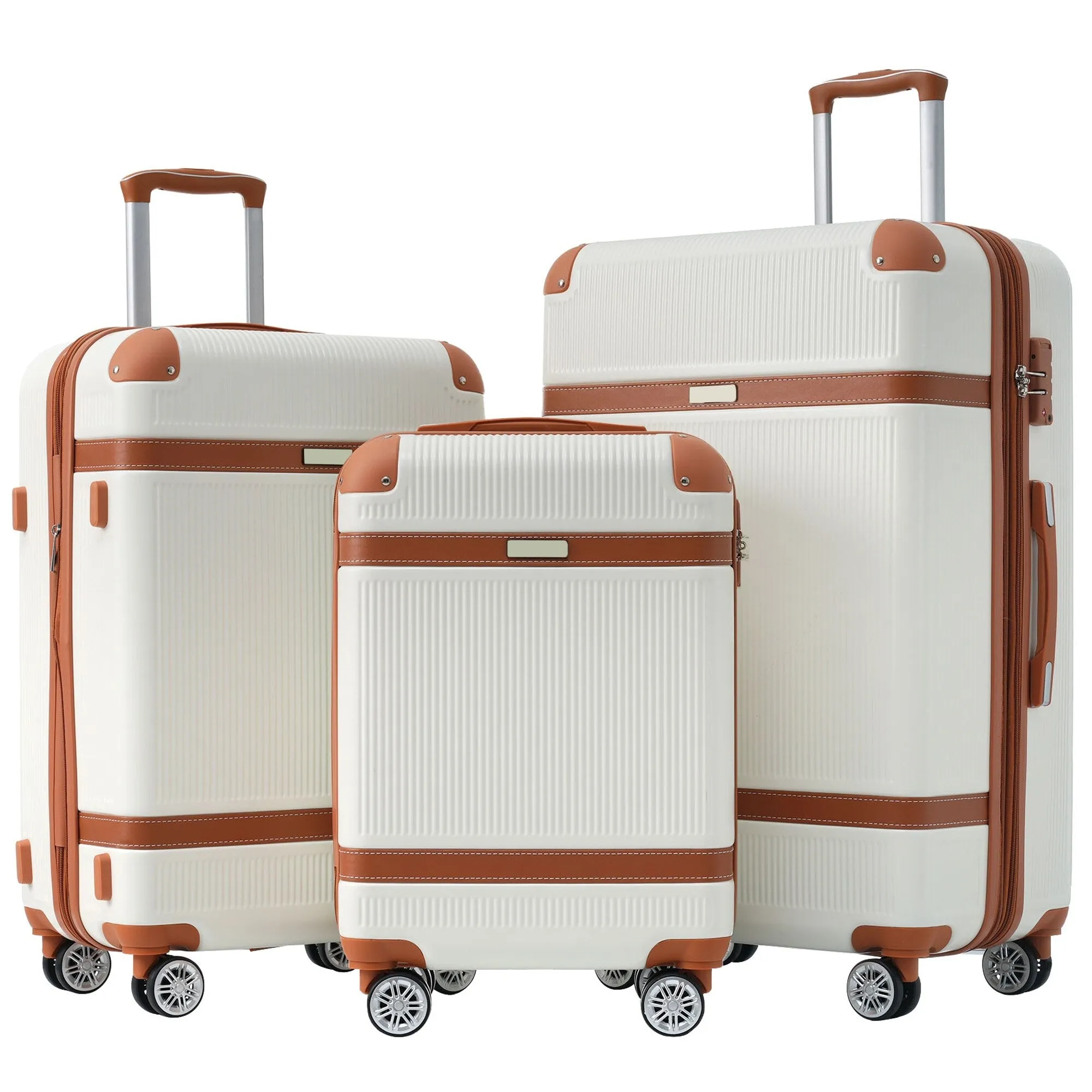 3 Piece Expansion Luggage Sets with Spinner Wheels and TSA Lock, Hardshell Suitcase with Telescopic Handle (20''24''28'')