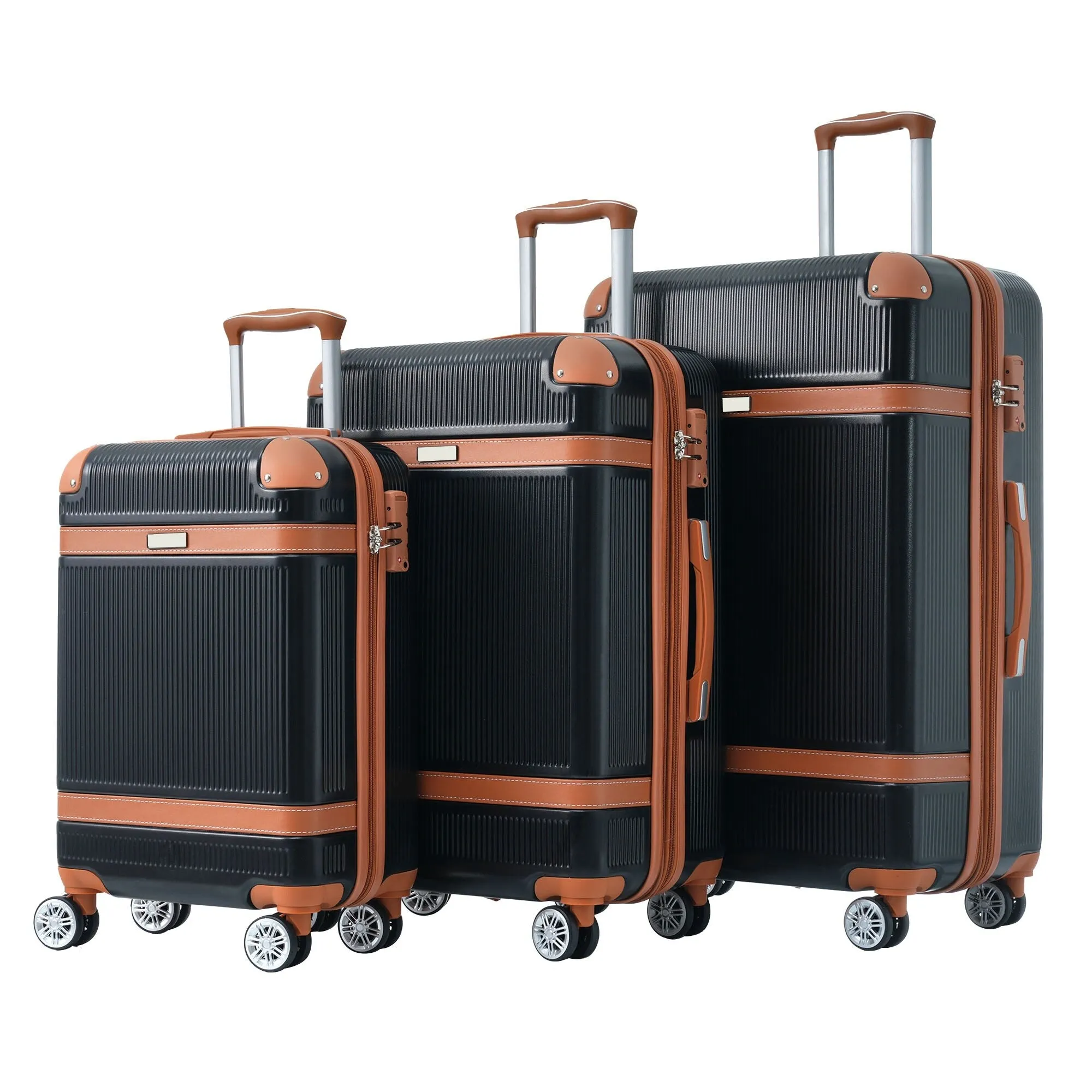 3 Piece Expansion Luggage Sets with Spinner Wheels and TSA Lock, Hardshell Suitcase with Telescopic Handle (20''24''28'')