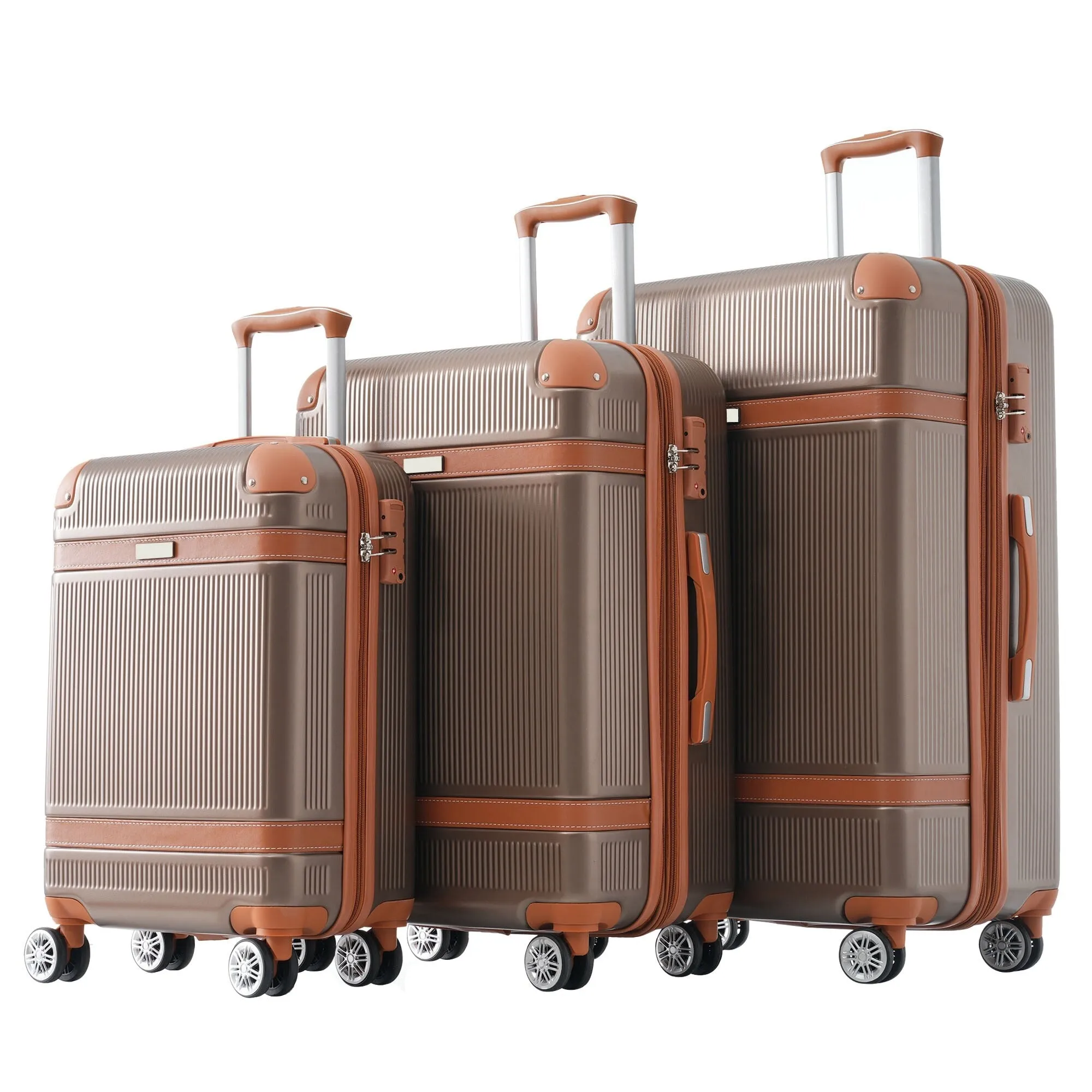 3 Piece Expansion Luggage Sets with Spinner Wheels and TSA Lock, Hardshell Suitcase with Telescopic Handle (20''24''28'')