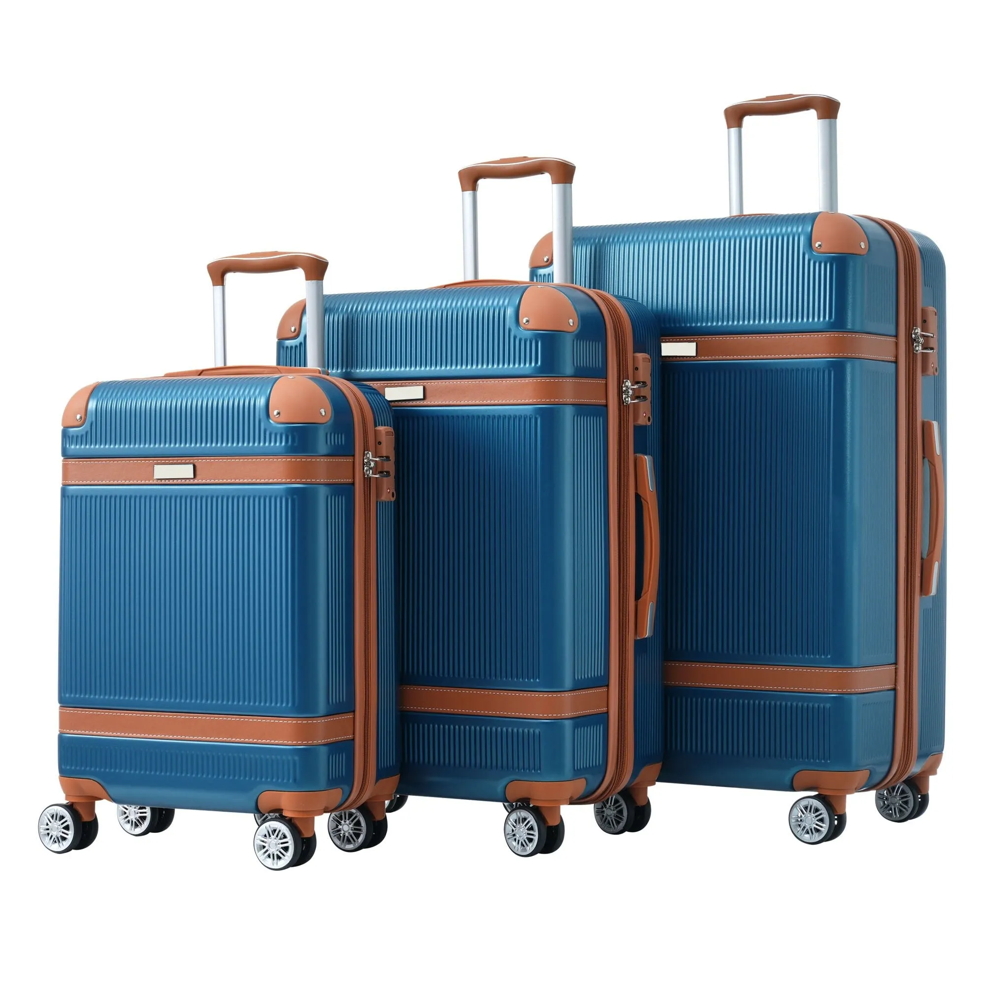3 Piece Expansion Luggage Sets with Spinner Wheels and TSA Lock, Hardshell Suitcase with Telescopic Handle (20''24''28'')