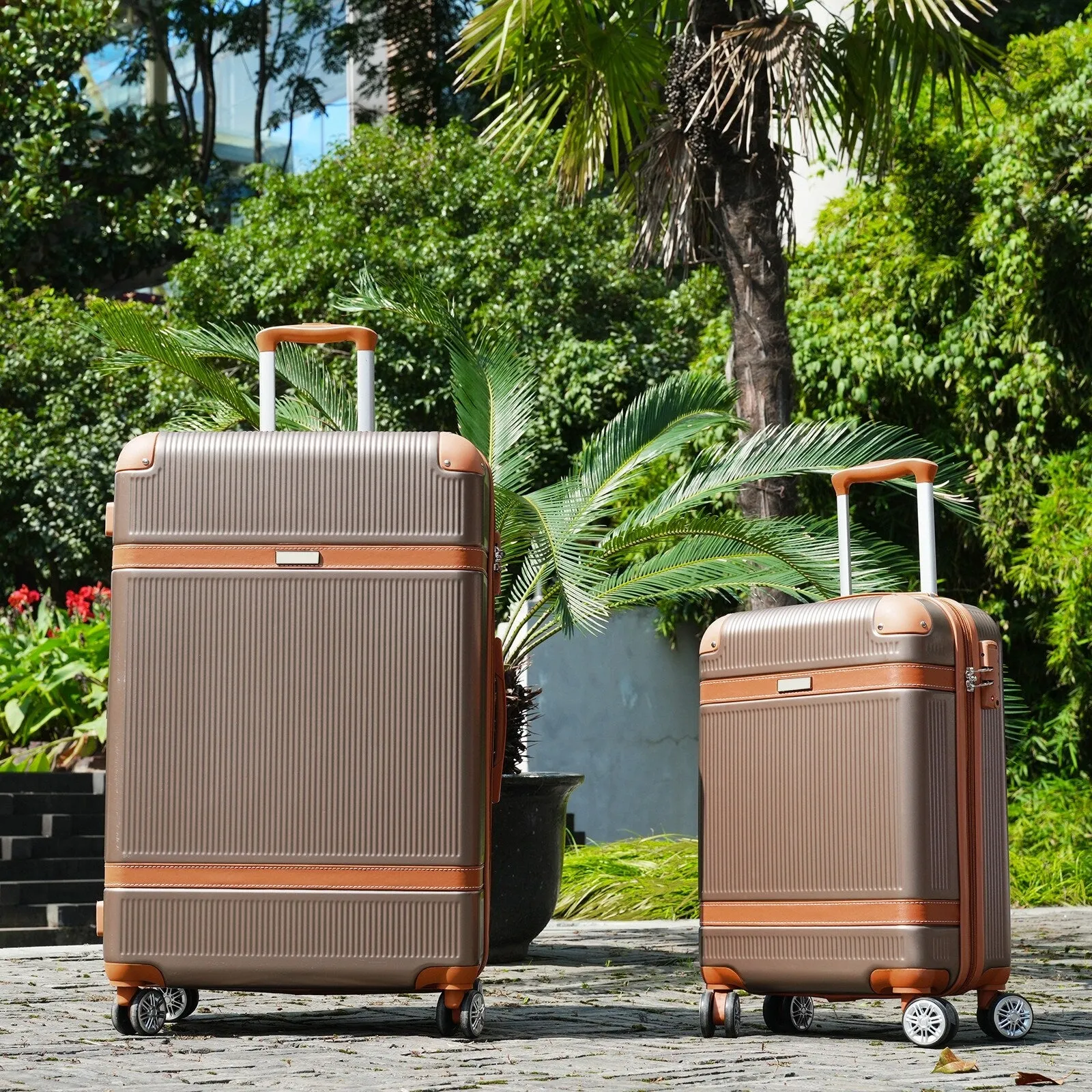 3 Piece Expansion Luggage Sets with Spinner Wheels and TSA Lock, Hardshell Suitcase with Telescopic Handle (20''24''28'')