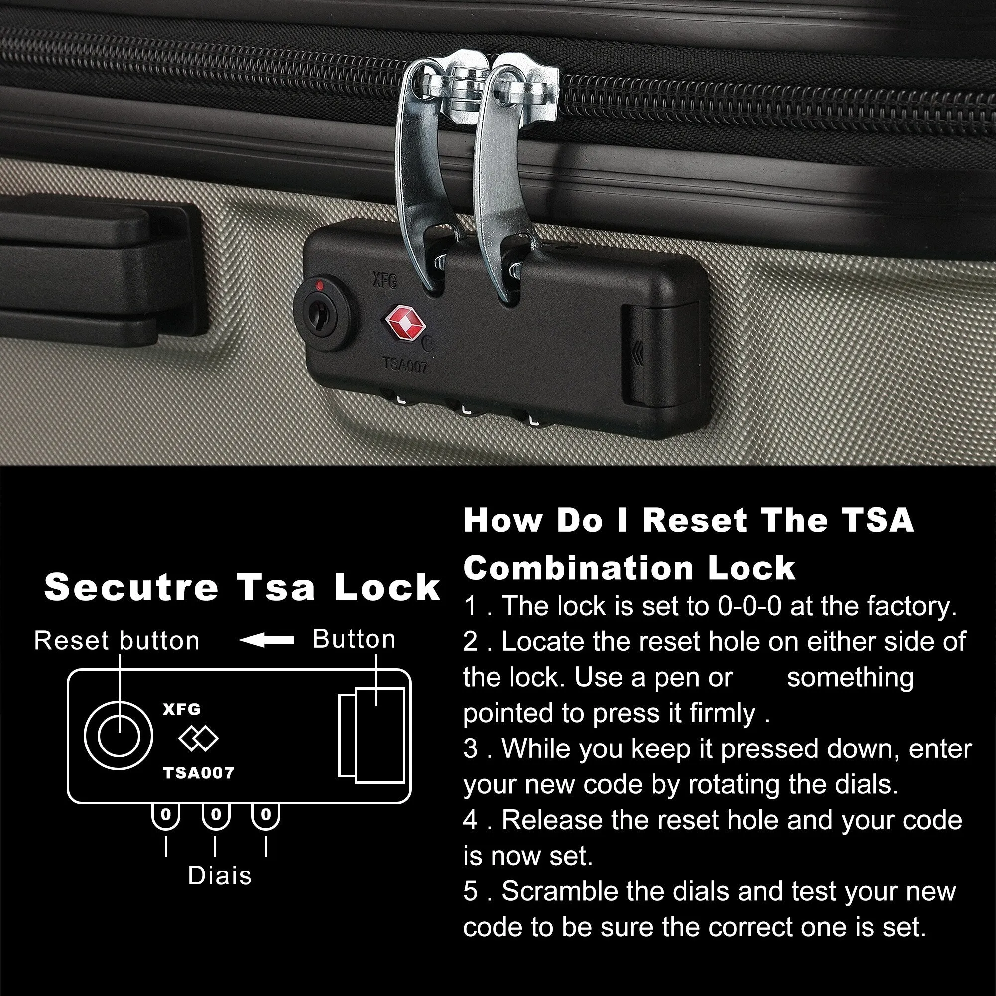 3-Piece Hardshell Luggage Set with TSA Lock - 20", 24", 28