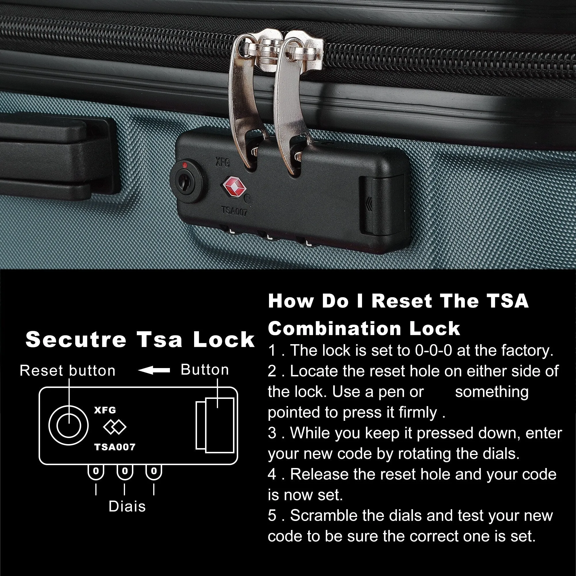 3-Piece Hardshell Luggage Set with TSA Lock - 20", 24", 28