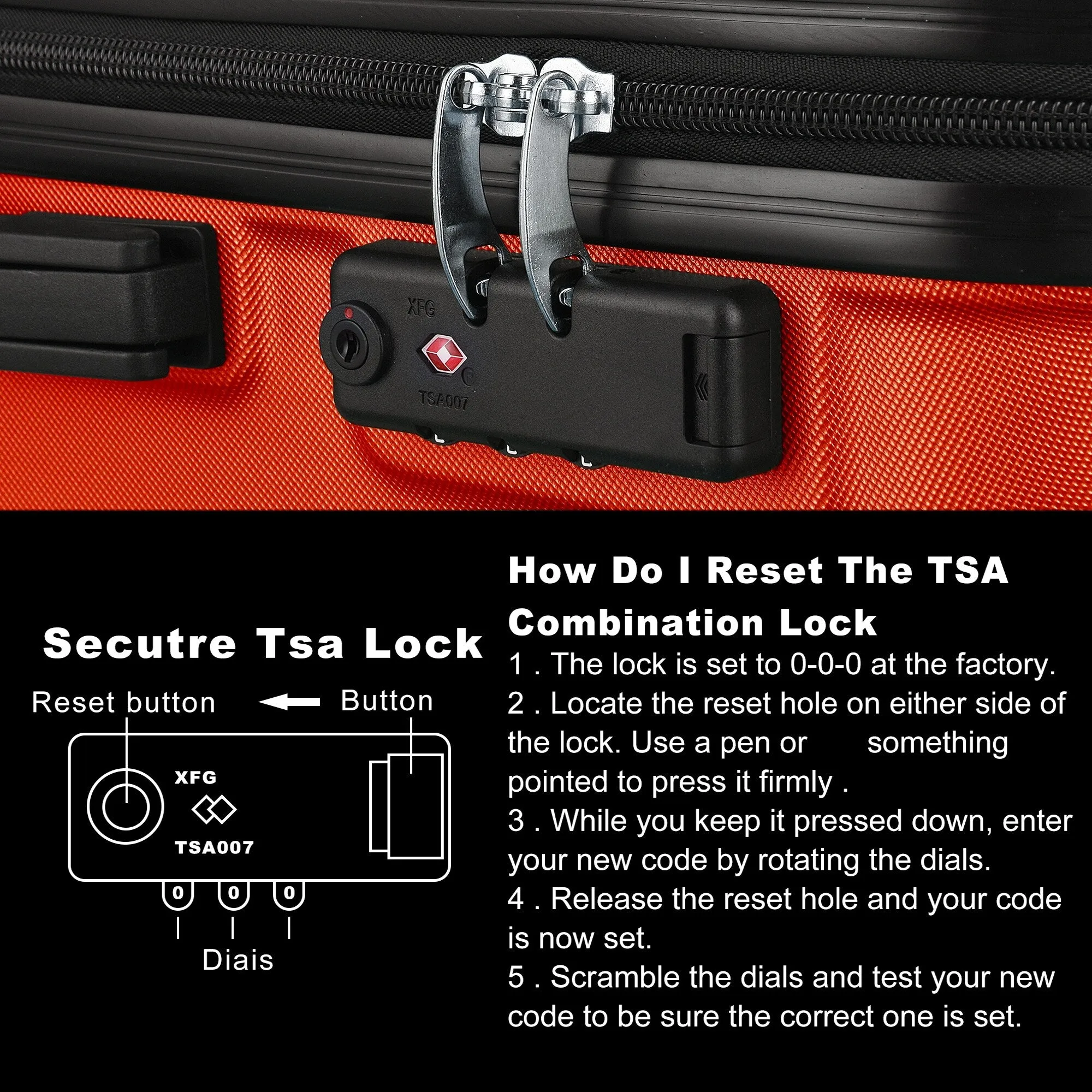 3-Piece Hardshell Luggage Set with TSA Lock - 20", 24", 28