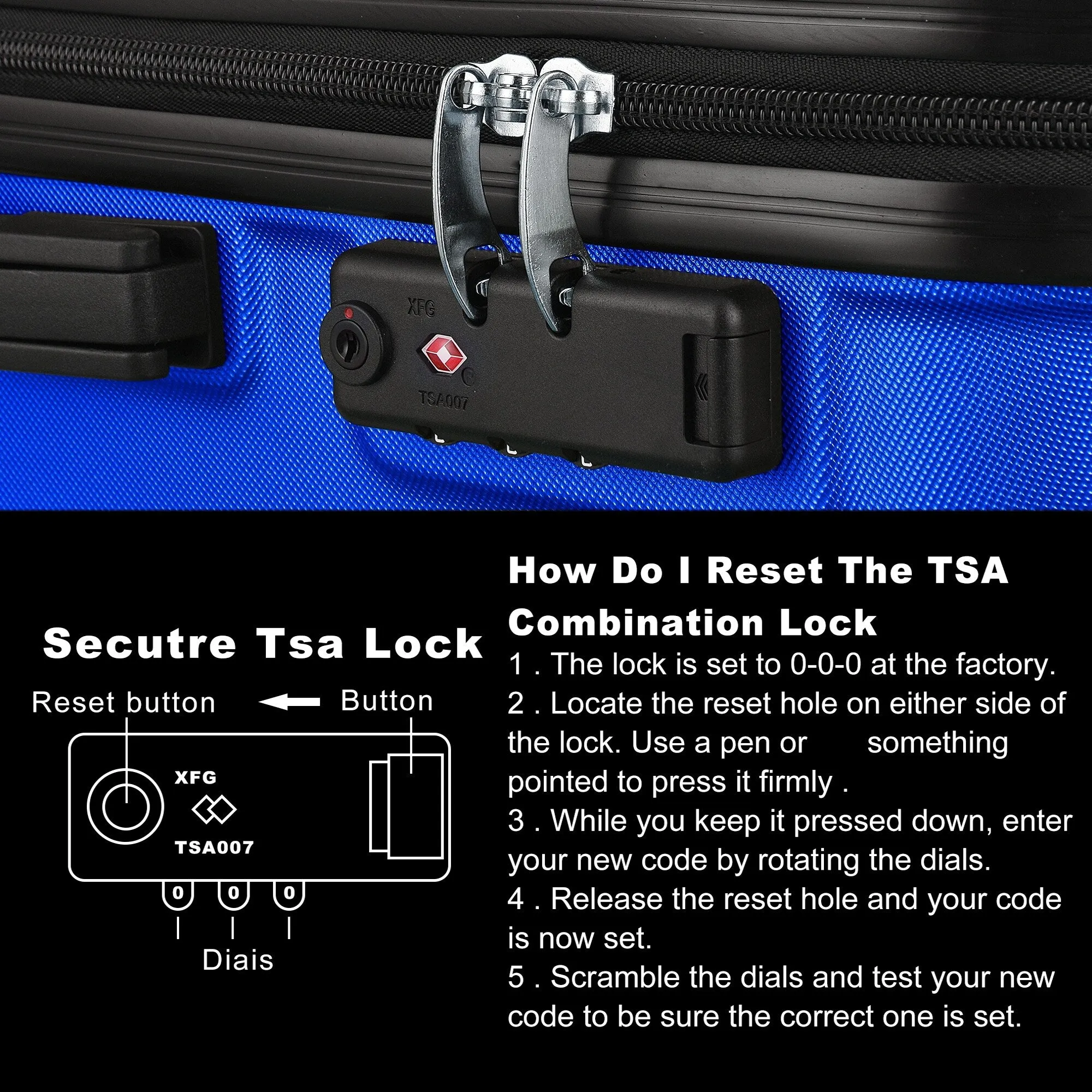 3-Piece Hardshell Luggage Set with TSA Lock - 20", 24", 28