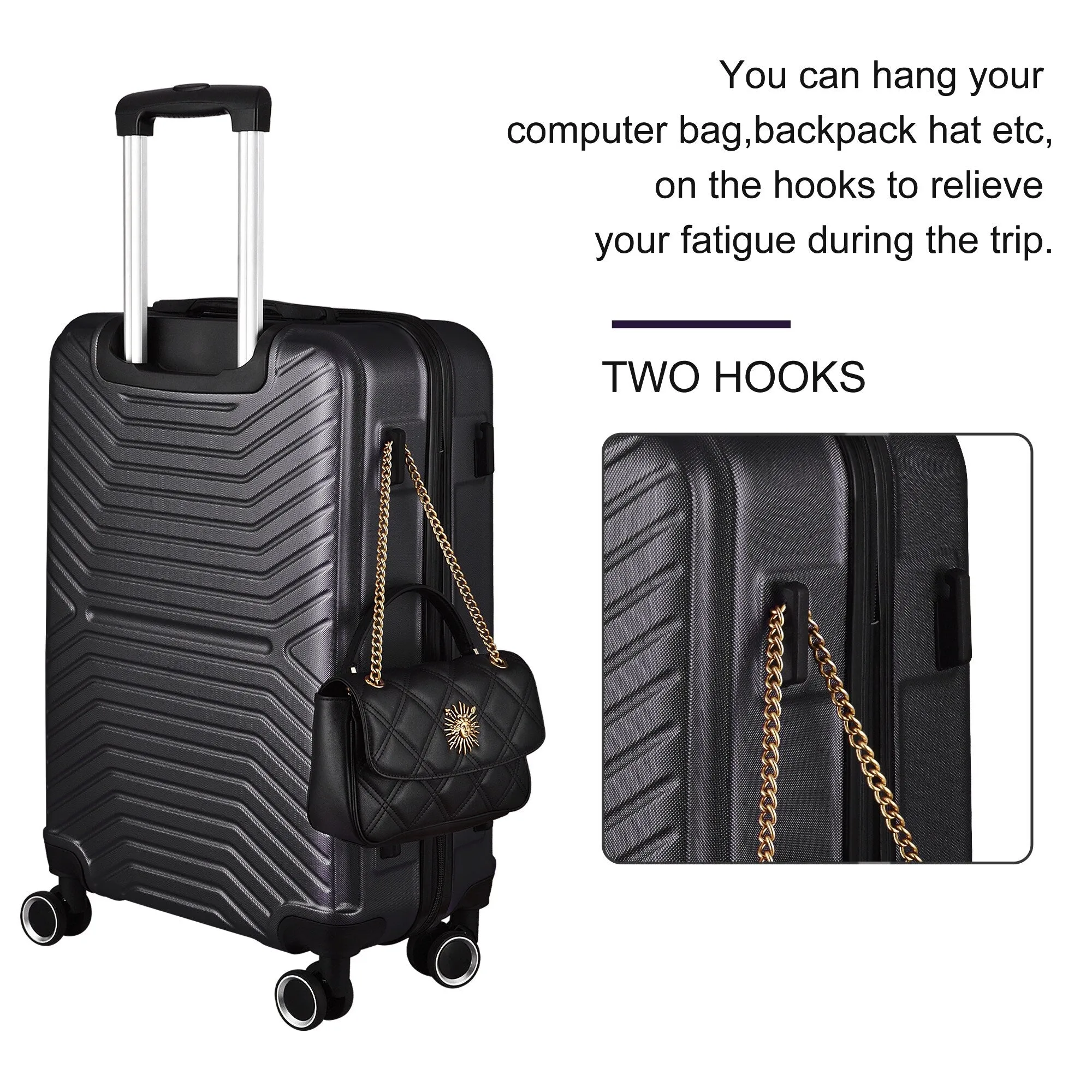 3-Piece Hardshell Luggage Set with TSA Lock - 20", 24", 28