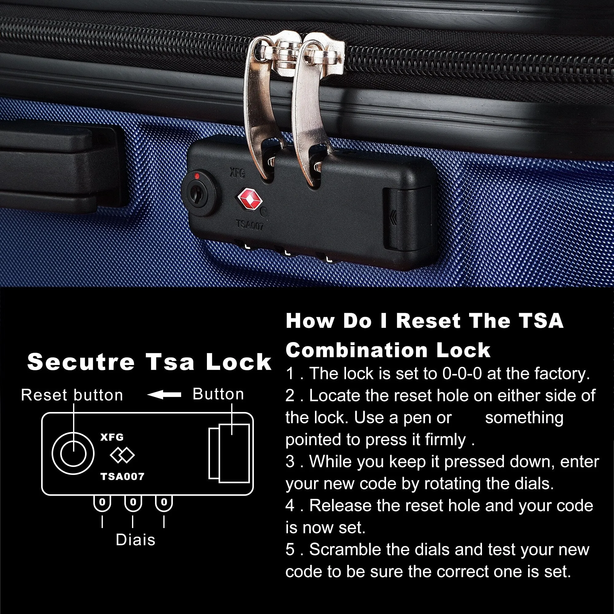 3-Piece Hardshell Luggage Set with TSA Lock - 20", 24", 28